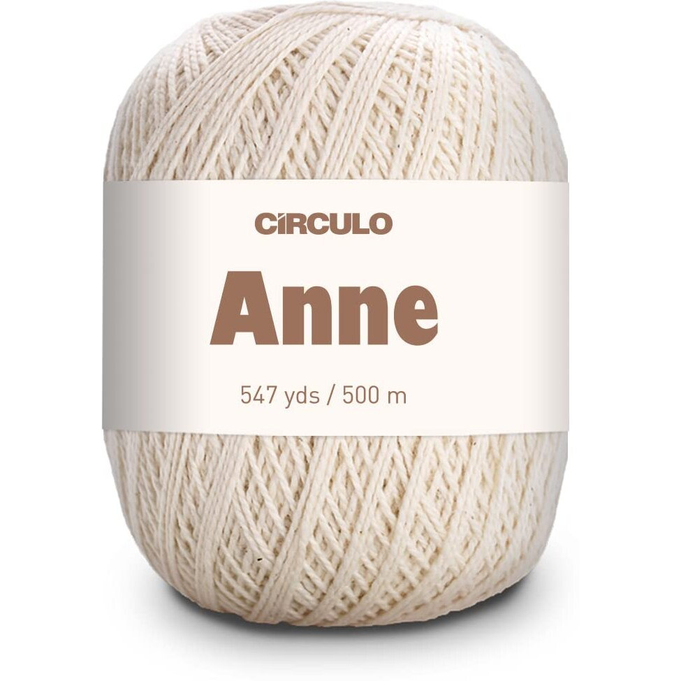 Circulo Anne Yarn For Crocheting & Knitting, 100% Mercerized Brazilian Virgin Cotton, Soft Fingering Weight, 547 Yds, 5.19 Oz - Color 20 Natural