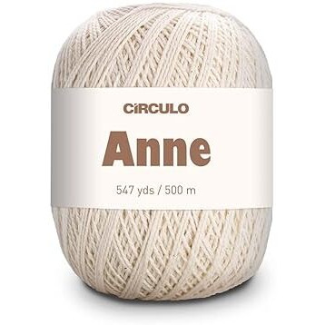 Circulo Anne Yarn For Crocheting & Knitting, 100% Mercerized Brazilian Virgin Cotton, Soft Fingering Weight, 547 Yds, 5.19 Oz - Color 20 Natural