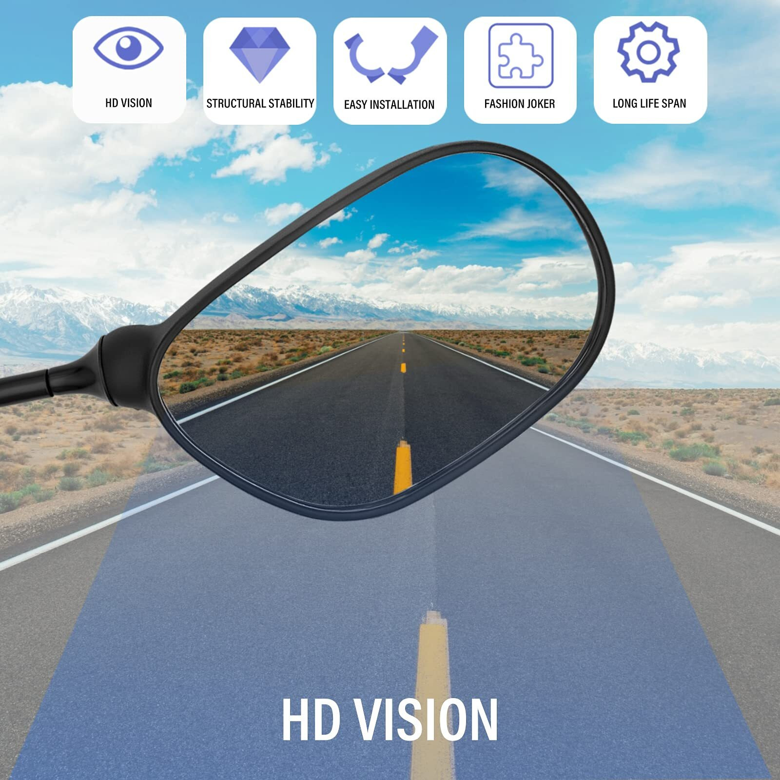 Atv Rear View Mirror, 360 Degrees Ball-Type Atv Side Rearview Mirror With 7/8&quot Handlebar Mount For Motocycle Scooter Moped Sportsman Dirt Bike Cruiser 4 Wheeler Mirrors