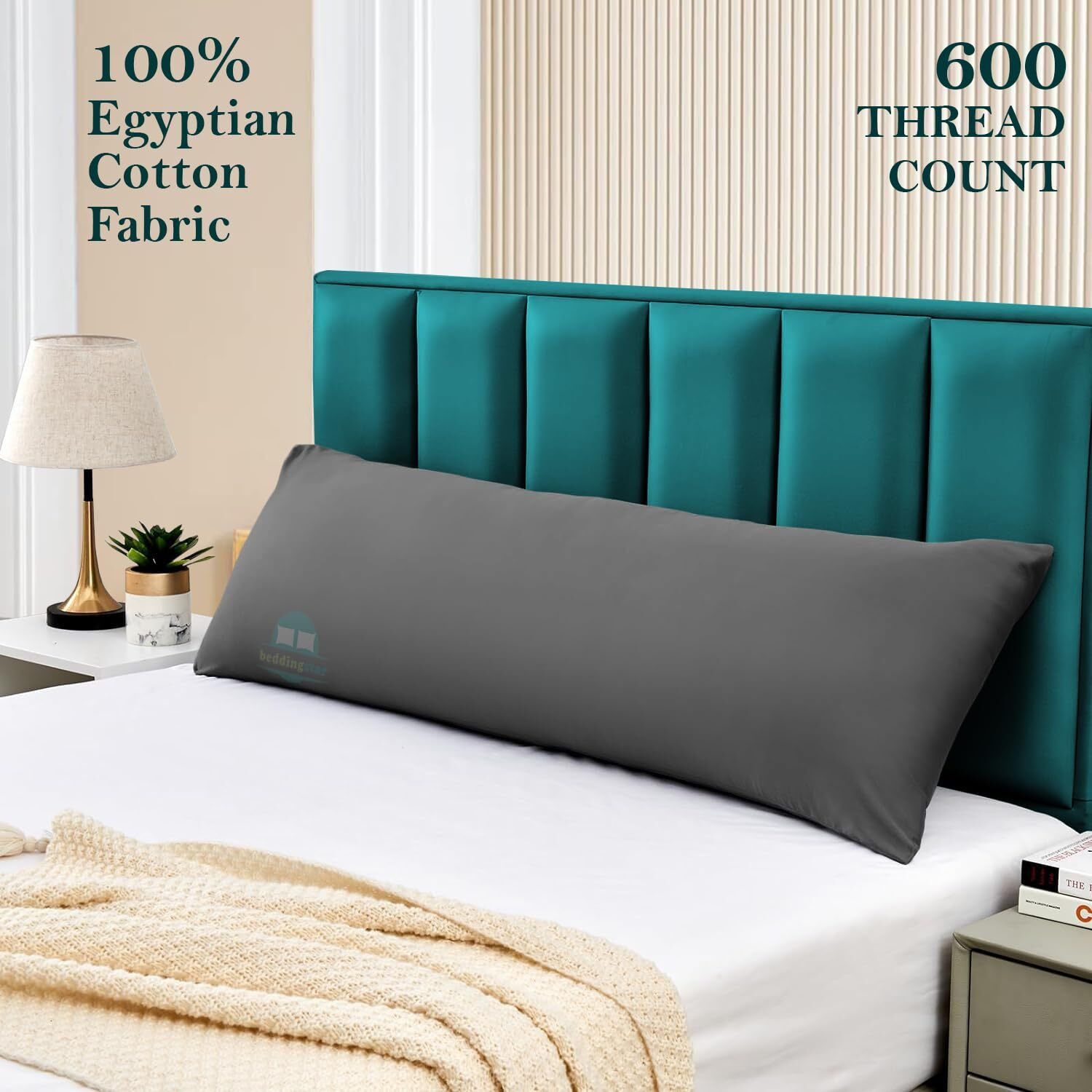 Body Pillowcase 20 X 72 Body Pillow Cover Dark Grey Zipper Closer Set Of 1 Body Pillow Case Premium- 600 Thread Count Hotel Quality 100% Natural Cotton Body Pillowcases 20 X 72,Dark Grey Solid