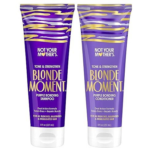 Not Your Mother's Blonde Moment Purple Shampoo And Conditioner (2-Pack) - 8 Fl Oz - Ideal For Blonde, Highlighted Brunette, Silver Hair - Helps With Bonding, Anti-Brass Toning, Repair, And Hydration