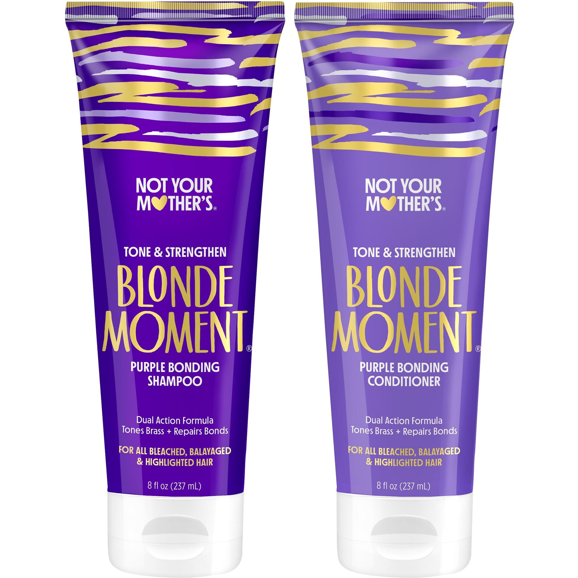 Not Your Mother's Blonde Moment Purple Shampoo And Conditioner (2-Pack) - 8 Fl Oz - Ideal For Blonde, Highlighted Brunette, Silver Hair - Helps With Bonding, Anti-Brass Toning, Repair, And Hydration