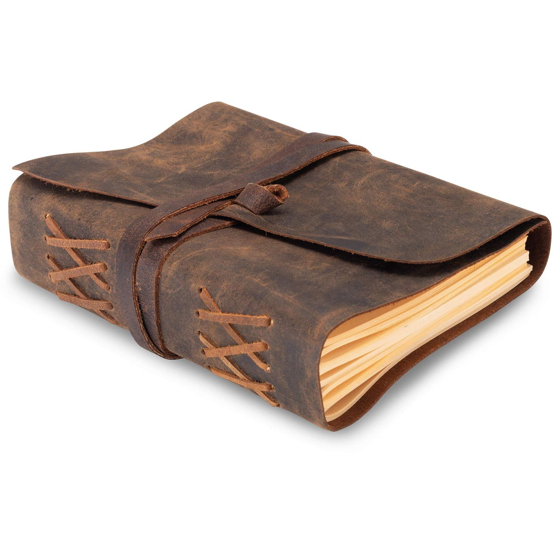 Leather Journal Lined Notebook Paper - Leather Bound Journals For Writing For Women And Men, 7 X 5 Inches Ruled Small Notebooks, Kraft Paper With 400 Pages - Lined Paper College Ruled & Travel Size By Moonster