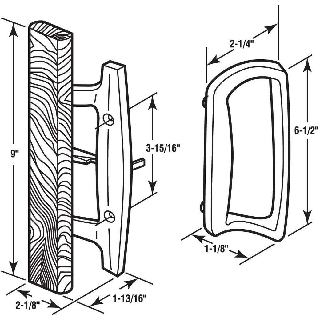 Mortise Style Reversible Sliding Patio Door Handle Set With Oak Wood Interior Handle And Exterior Pull In White Diecast Finish Fits 3-15/16
