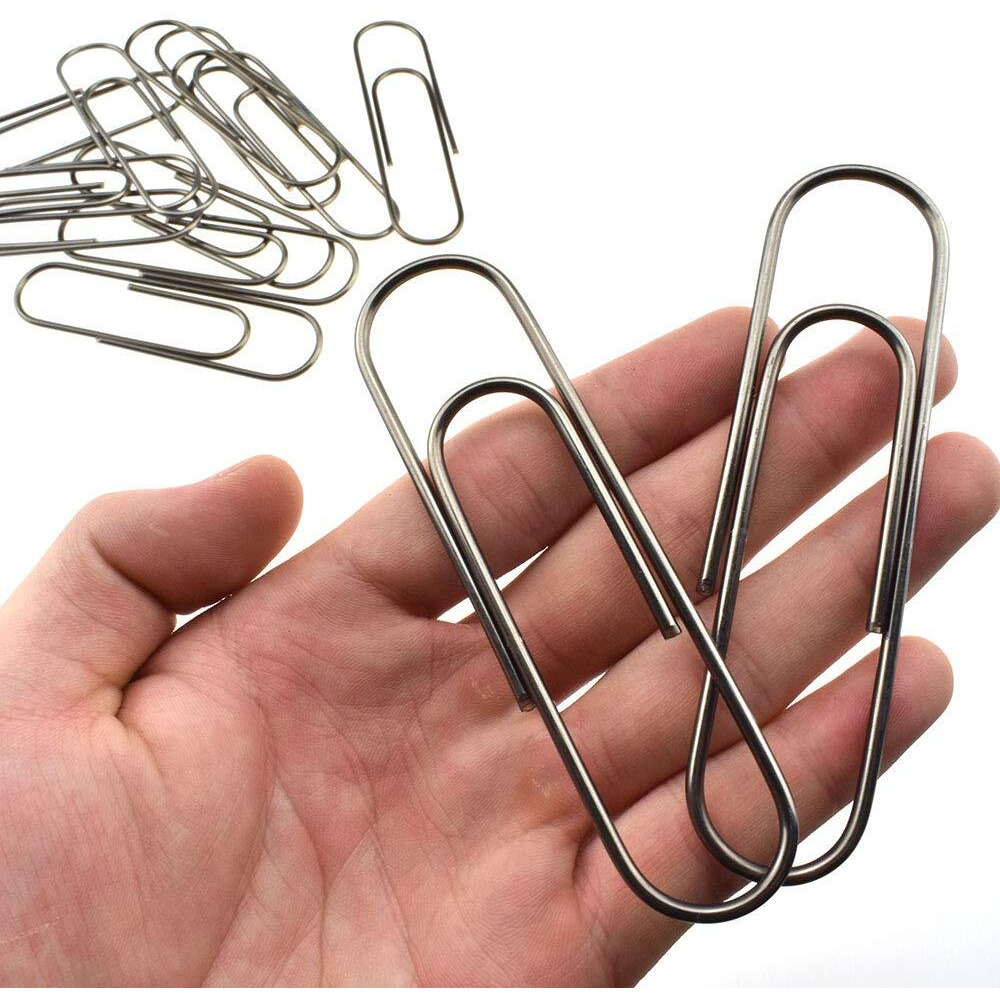 Hahiyo Paperclips 4 Inch (100Mm) Extra Large Paper Clips Sturdy Bright Black Vinyl Coated Prevent Scratching Tearing The Pages For Bookmark Organize Home Office School 14 Pack