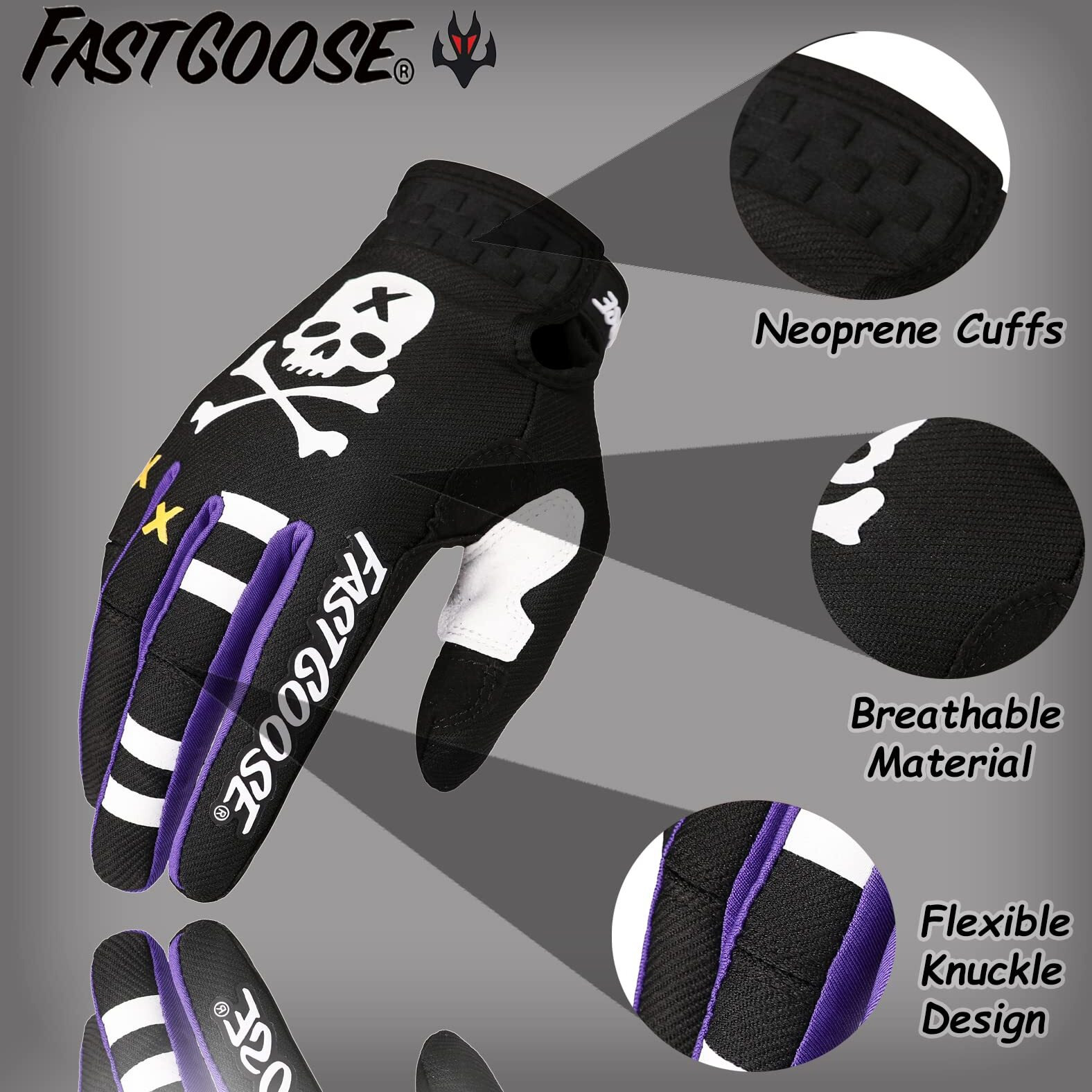 Fastgoose Dirt Bike Motorcycle Gloves Motocross Gloves Motorbike Riding Bike Gloves Atv Mx Mtb Off Road Racing Sports Cycling Glove (Black, Medium)