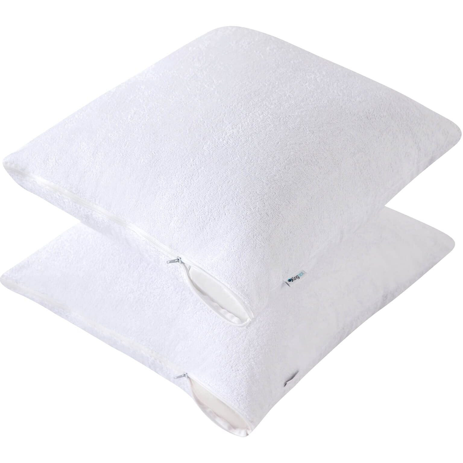 Waterproof Feather Proof Pillow Protectors With Zipper 18X18 Pack Of 2 Soft Bamboo Viscose Terry Zippered Square Pillow Covers For Throws
