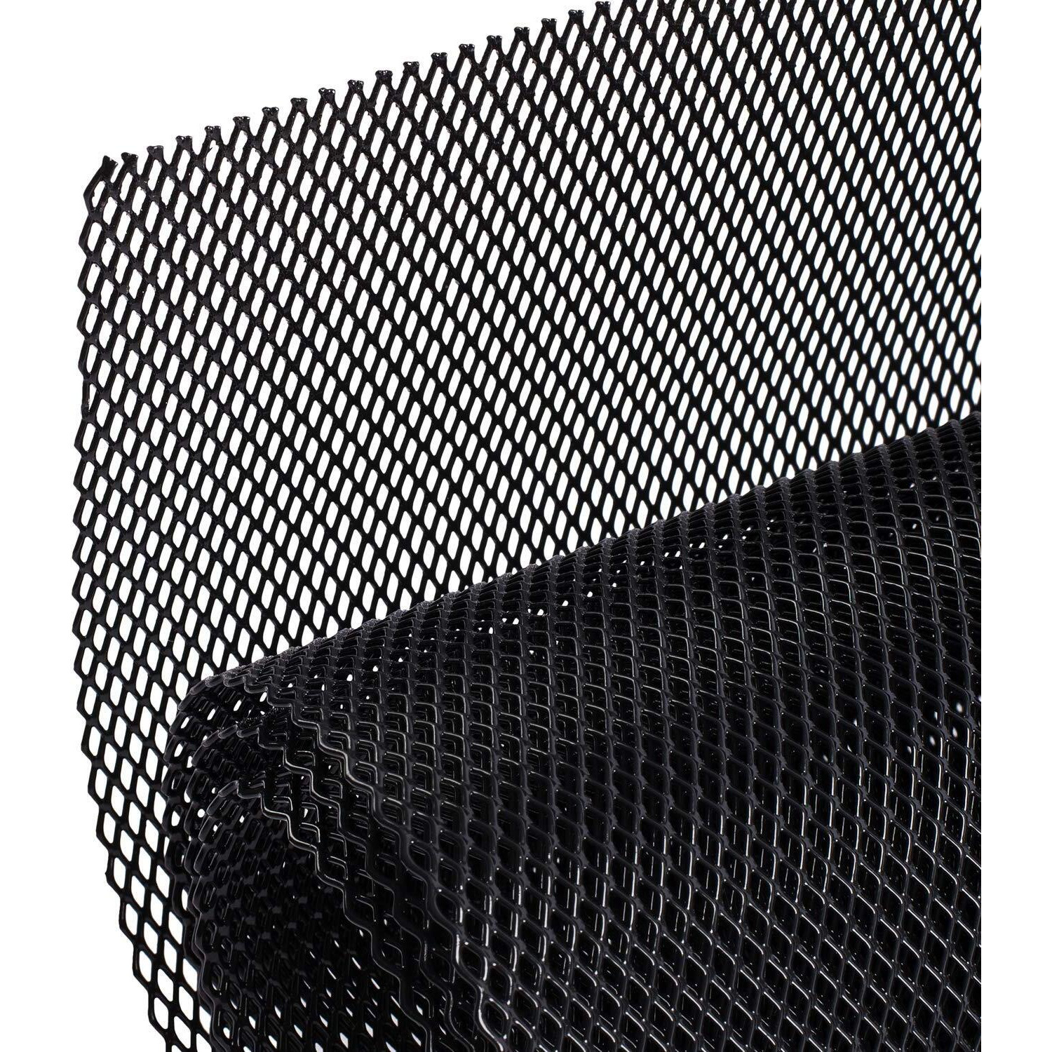 Aggauto 47X16 Inches Car Pickup Truck Grill Mesh Spoiler Bumper Vent Aluminum Alloy Automotive Grille Insert Air Intake Racing Rhombic Hole 3X6Mm Black
