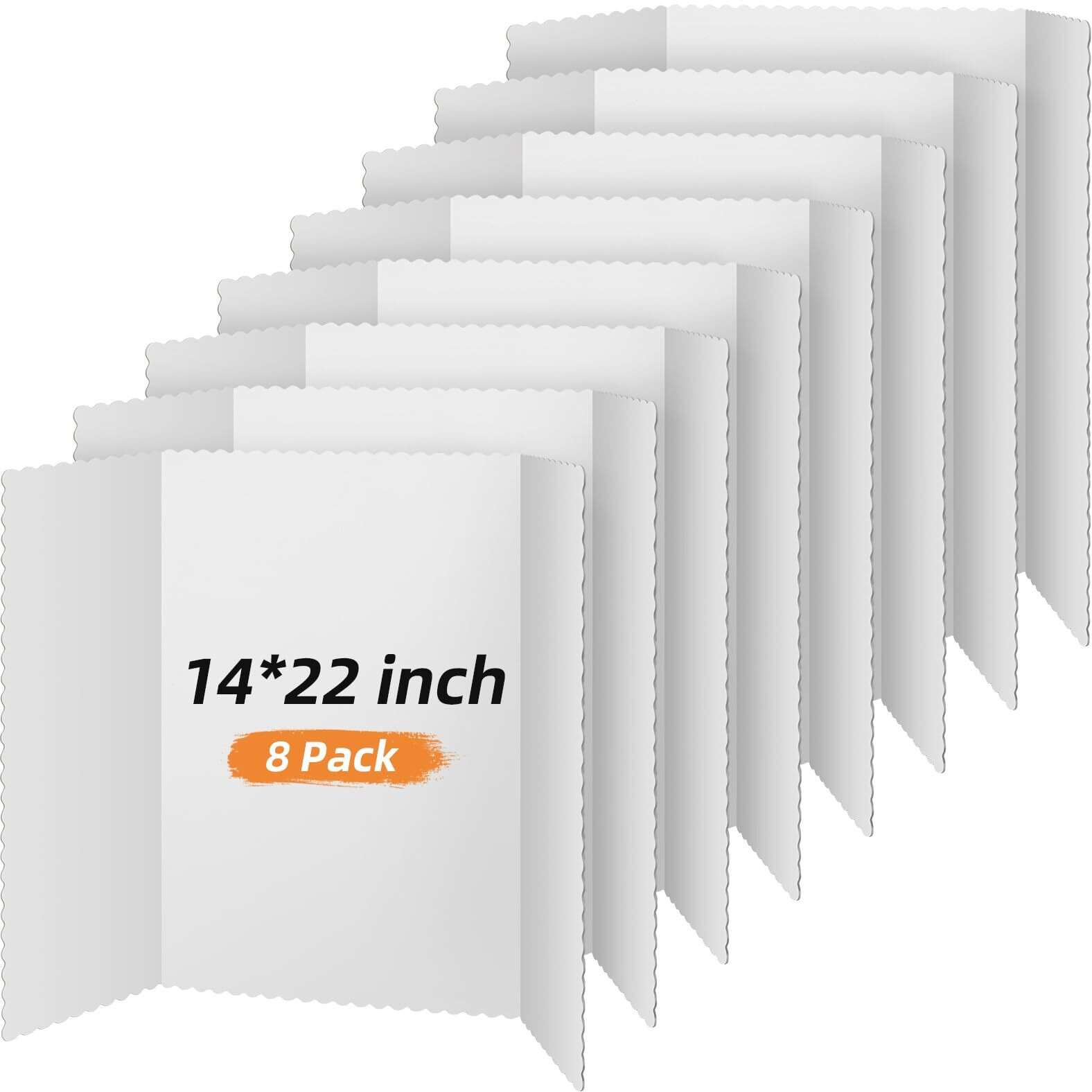 Henoyso 8 Pieces Tri Fold Poster Board Lightweight Fold Presentation Board Science Fair Display Boards(White,14 X 22 Inch)