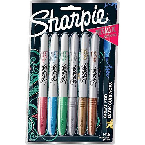 Sharpie Metallic Permanent Markers, Fine Point, Assorted Colors, 6-Count Permanent Marker (2029678) - 1