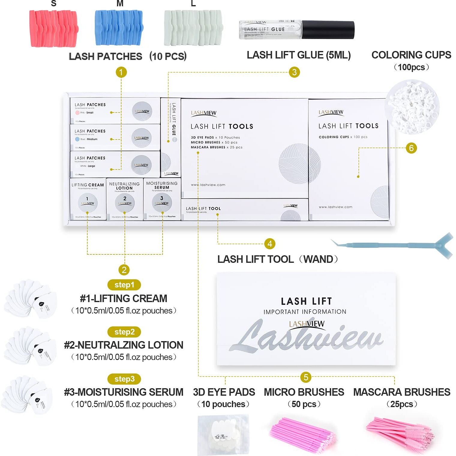 Lashview Lash Lift Kit,Lash Lift,Professional Eyelash Perm Kit,Liquid Set,Semi-Permanent,Curling Perming,Wave Lift Extension Perm Set