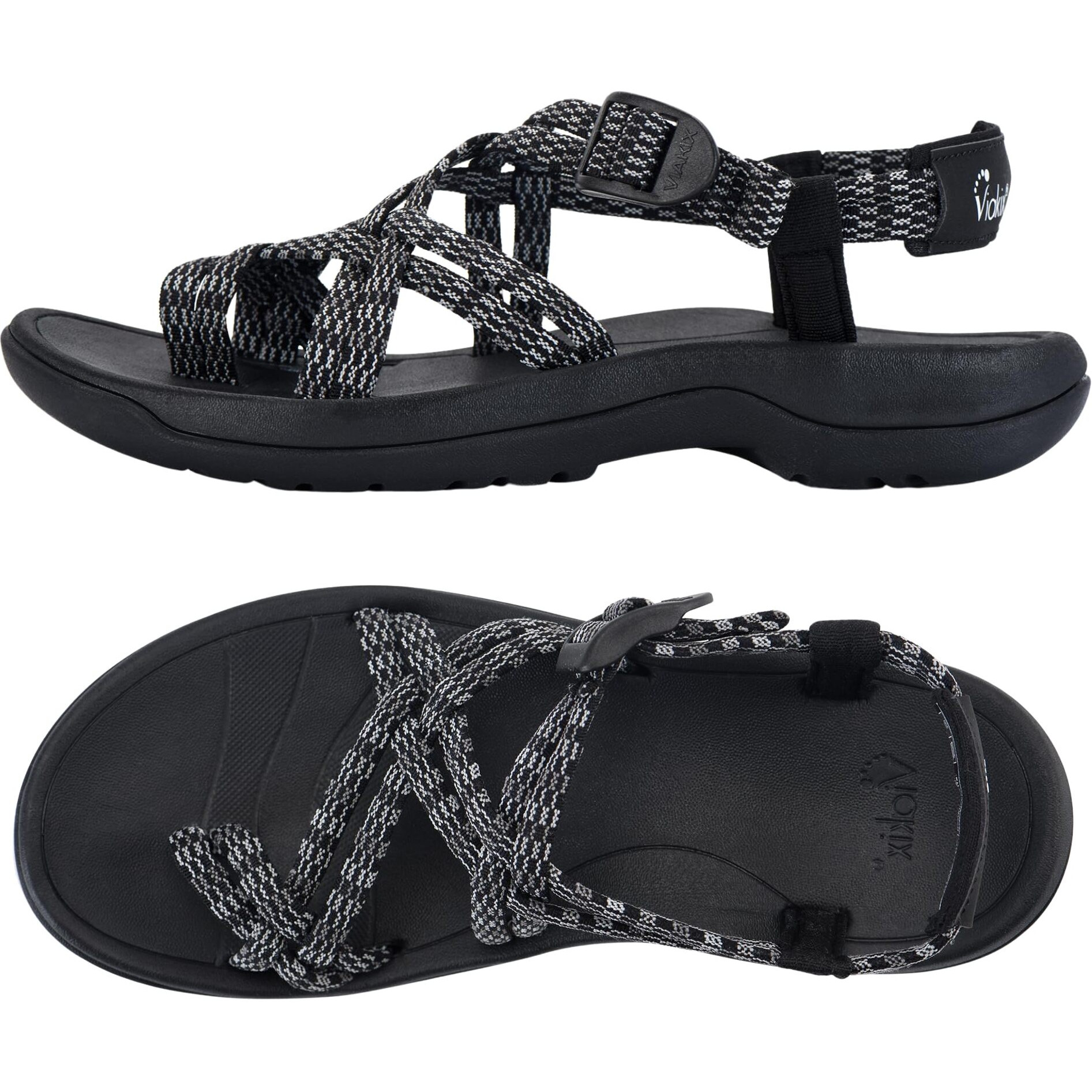 Viakix Womens Walking Sandals Cute Stylish Comfy Athletic Sport Outdoor Hiking Sandal For Trekking Water Wide Width Beach, Black 8