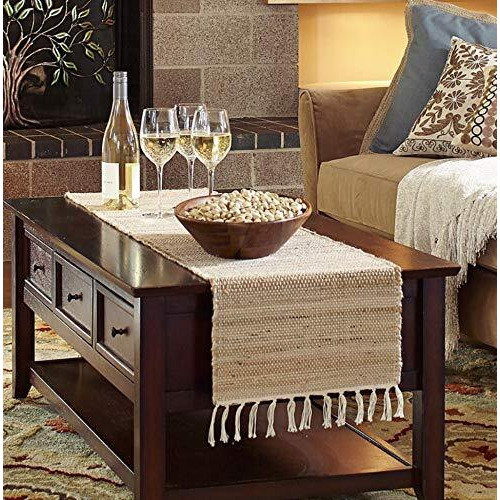 The Home Talk Table Runner 13'' X 72'' Eco-Friendly Hand-Made Vintage Jute Mats For Parties, Dining Table, Wedding, Boho Table Runner, Perfect For Decor - Natural Jute