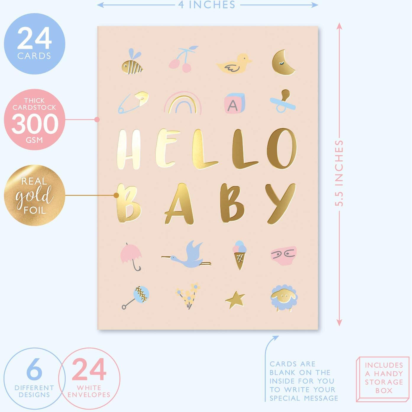 Sweetzer & Orange Unisex Baby Shower Card Girl And Boy Pack. Set Of 24 Boxed Greeting Cards And Envelopes. Baby Shower Cards For Girl And Baby Shower Cards For Boy. 4X5.5