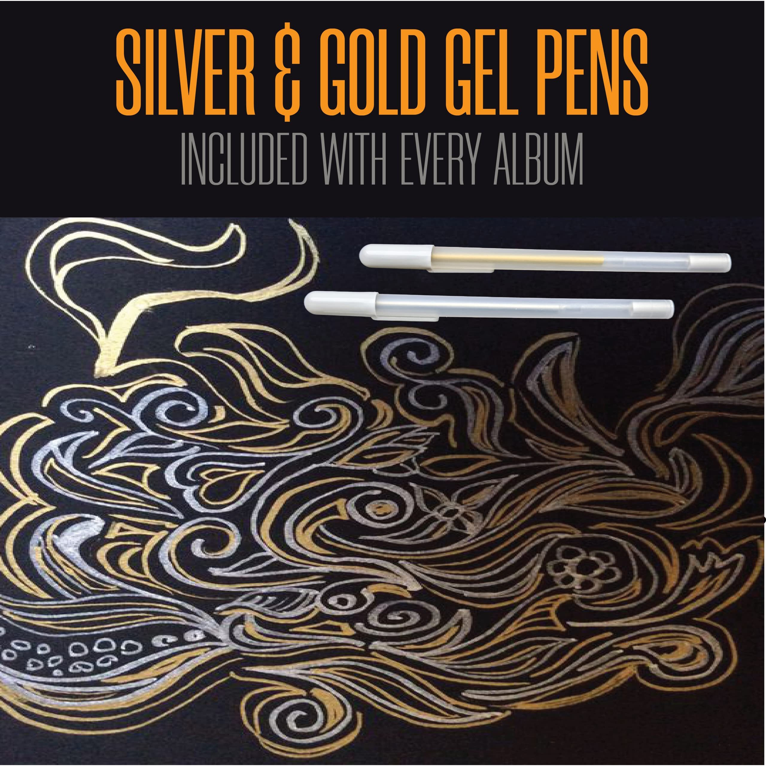 Photo Booth Nook Scrapbook Album With Gel Pens (1 Count) - Scrapbooking Journal With Leather Cover - 40 Black Pages, 2X6" Cover Picture Slot & Photo Strip Inserts - Wedding, Graduation Photos