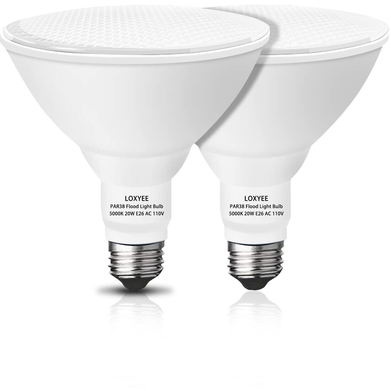 Loxyee Par38 Led Outdoor Flood Light Bulbs 2 Pack,20W(200W Equivalent) E26 Base Flood Light Bulbs,5000K Daylight 1800 Lumens Led Flood Light For Outdoor Garden,Garage,Yards,Non-Dimmable