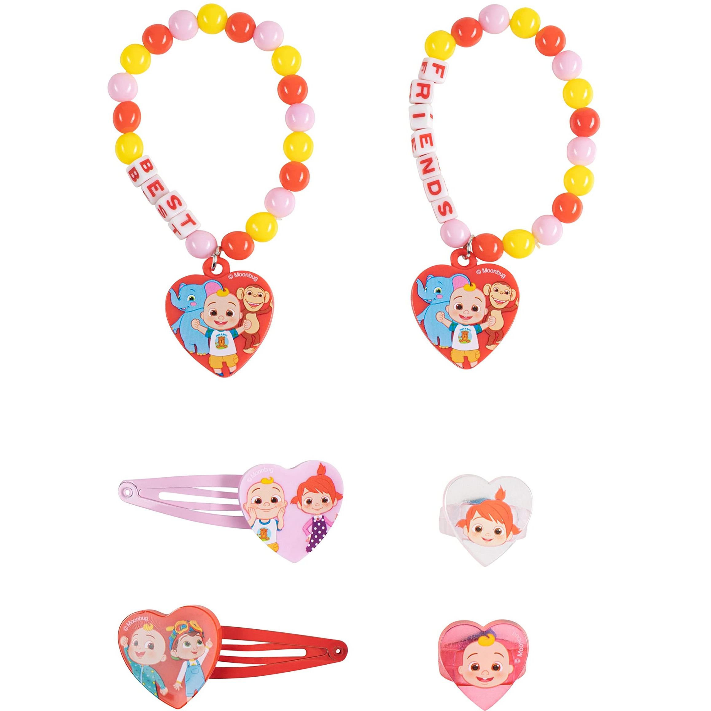 Luv Her Bluey Girls Bff 6 Piece Toy Jewelry Box Set With 2 Rings, 2 Bead Bracelets And Snap Hair Clips Ages 3+