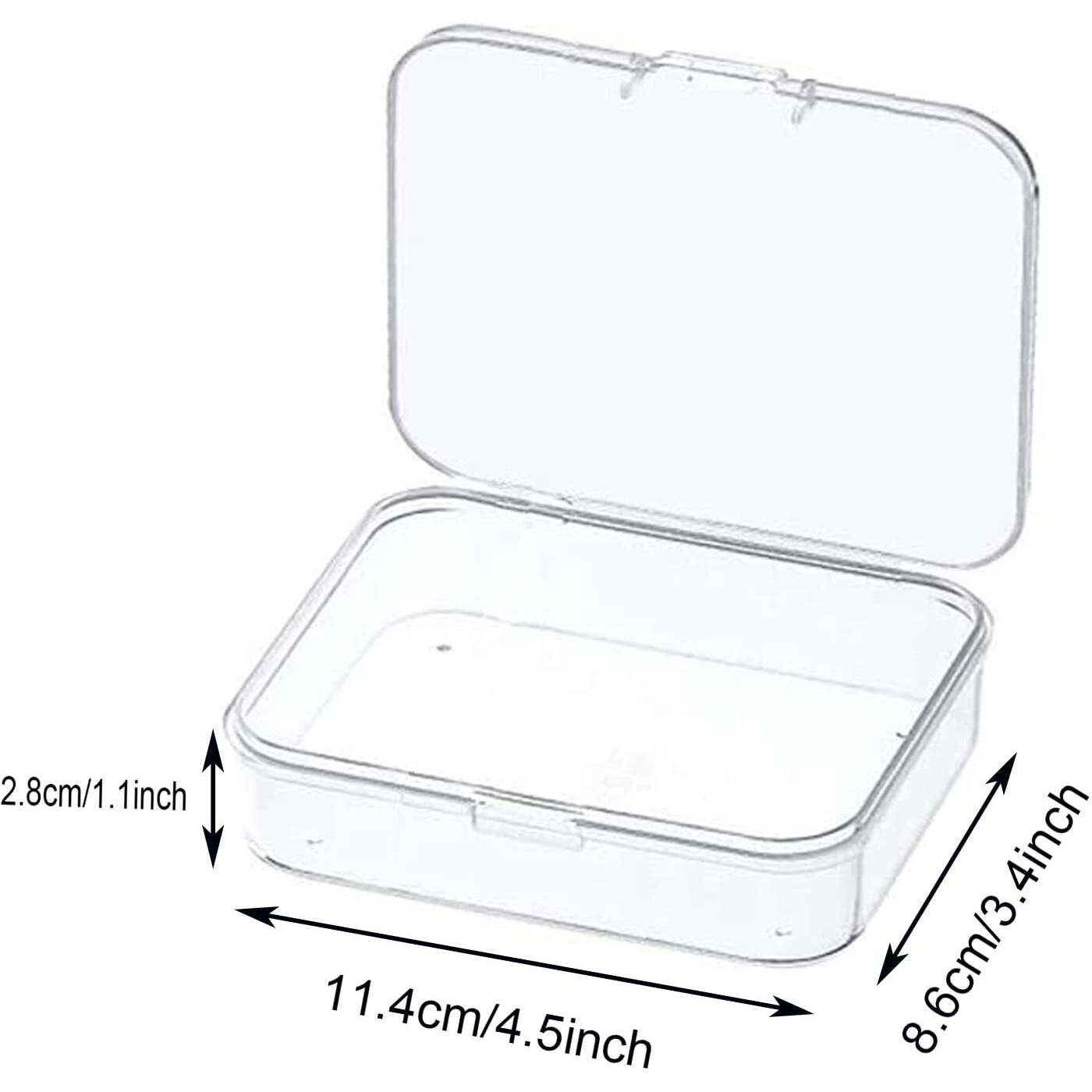 Mfdsj 12 Pcs Mini Plastic Storage Containers Box With Lid, 4.5X3.4 Inches Clear Rectangle Box For Collecting Small Items, Beads, Game Pieces, Business Cards, Crafts Accessories