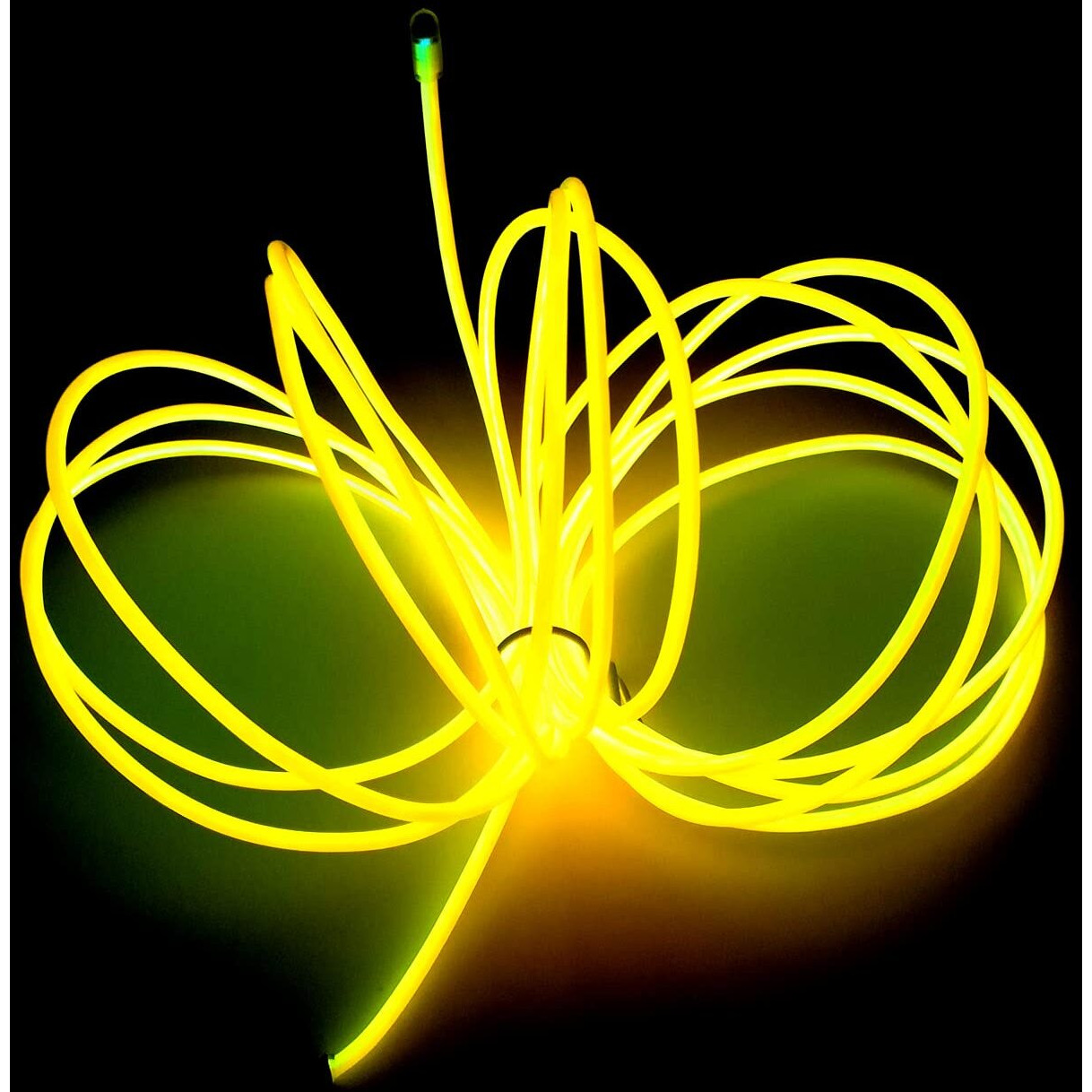 Maxlax El Wire Yellow, 16.4Ft/5M Portable Battery Pack Neon Lights Strip 360