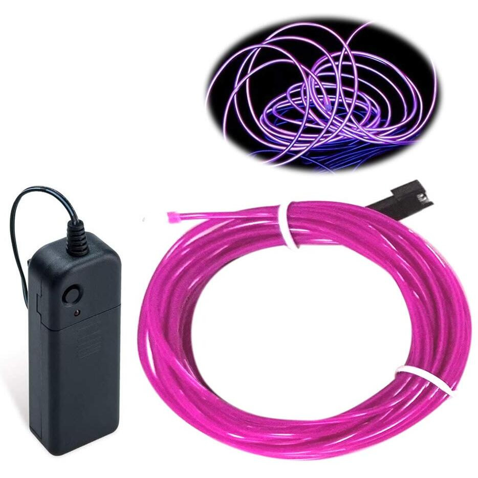 El Wire Purple, Maxlax 9.8Ft/3M Portable Battery Pack Neon Lights Strip 360
