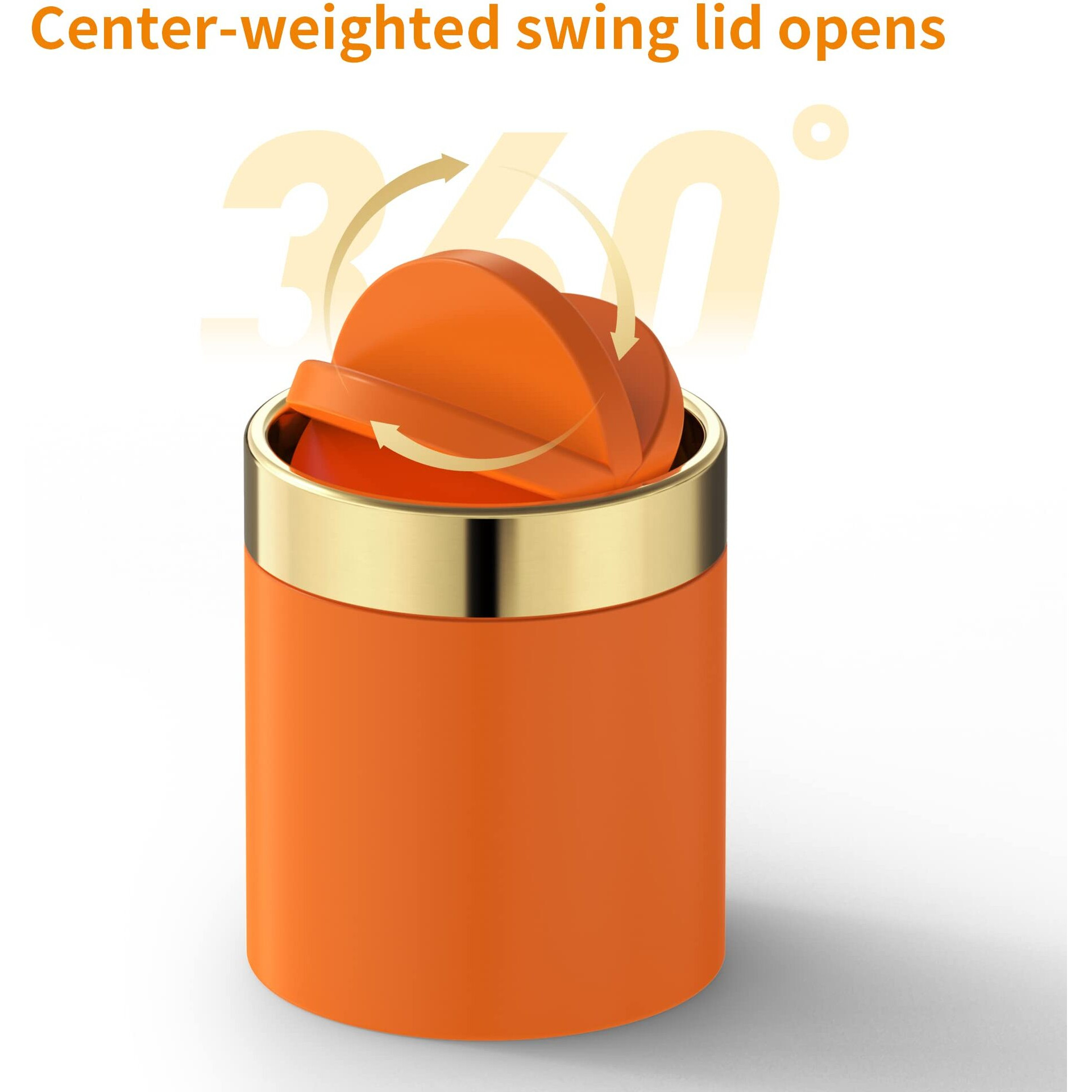 Mini Trash Can With Lid, Desktop Small Trash Can Recycling Bin Cute Metal Garbage Can For Tabletop Countertop Use,Stainless Steel 0.4Gal/1.5L Waste Bin For Office Parlor Car Bedroom,Swing Lid Open