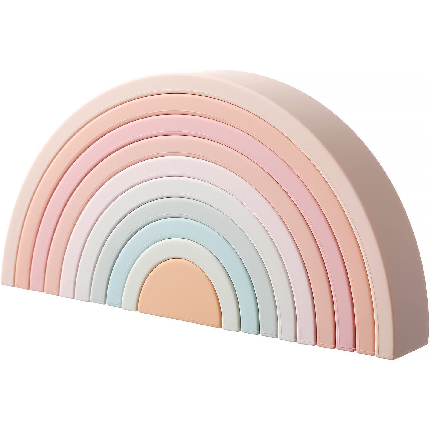 Mcgmitt Rainbow Stacking Toy, Silicone Rainbow Stacker For Todders, Montessori Nesting Blocks, Building Creative Color Shape Matching Toy Set, 10 Layers