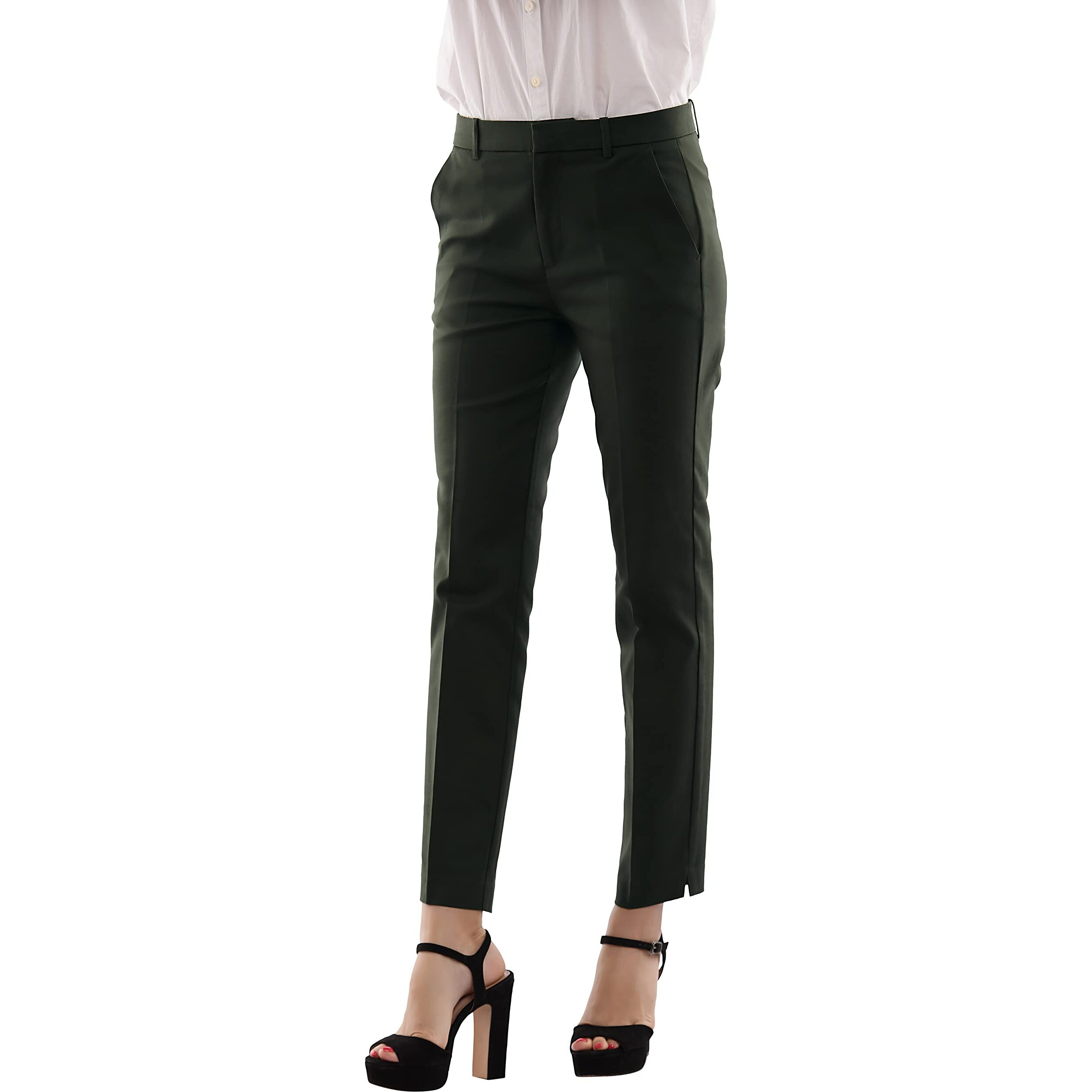 Marycrafts Women's Work Ankle Dress Pants Trousers Slacks 10 Olive Green