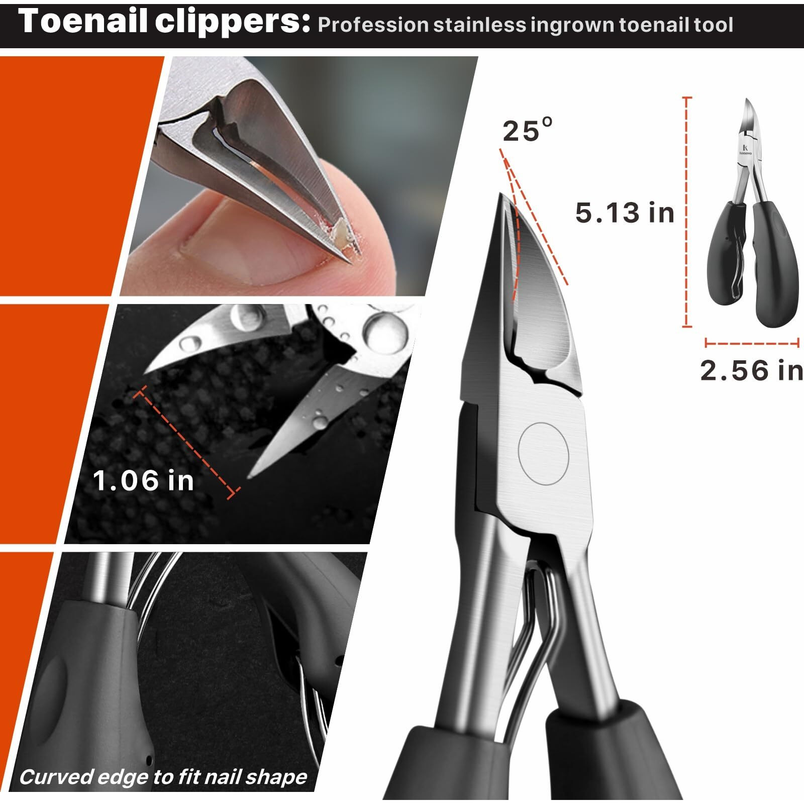 Toenail Clippers For Seniors Thick Toenails, Toe Nail Clippers Adult Thick Nails Long Handle, Professional Heavy Duty Nail Clippers 6Pcs Black