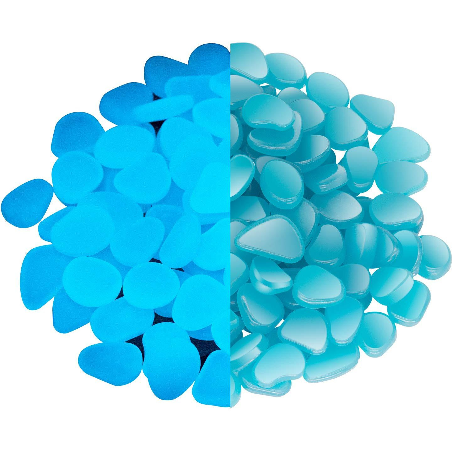 Namtso Glow In The Dark Rocks Outdoor, 500Pcs Blue Glow Rocks Outdoor Garden, Glow In The Dark Stones For Landscaping, Glow In The Dark Pebbles For Walkway Pathway Backyard, Aquarium Fish Tank Rocks