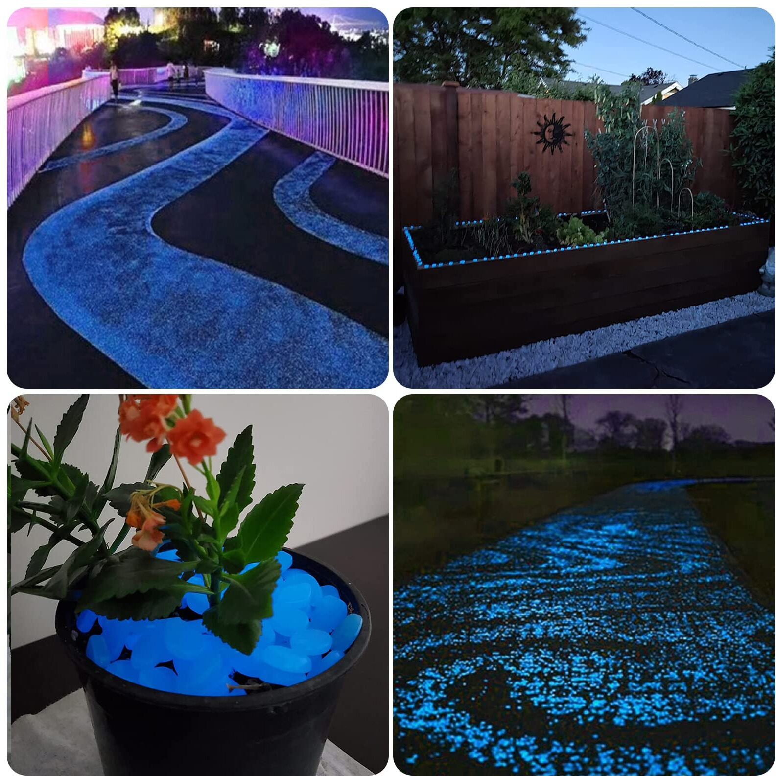 Namtso Glow In The Dark Rocks Outdoor, 500Pcs Blue Glow Rocks Outdoor Garden, Glow In The Dark Stones For Landscaping, Glow In The Dark Pebbles For Walkway Pathway Backyard, Aquarium Fish Tank Rocks