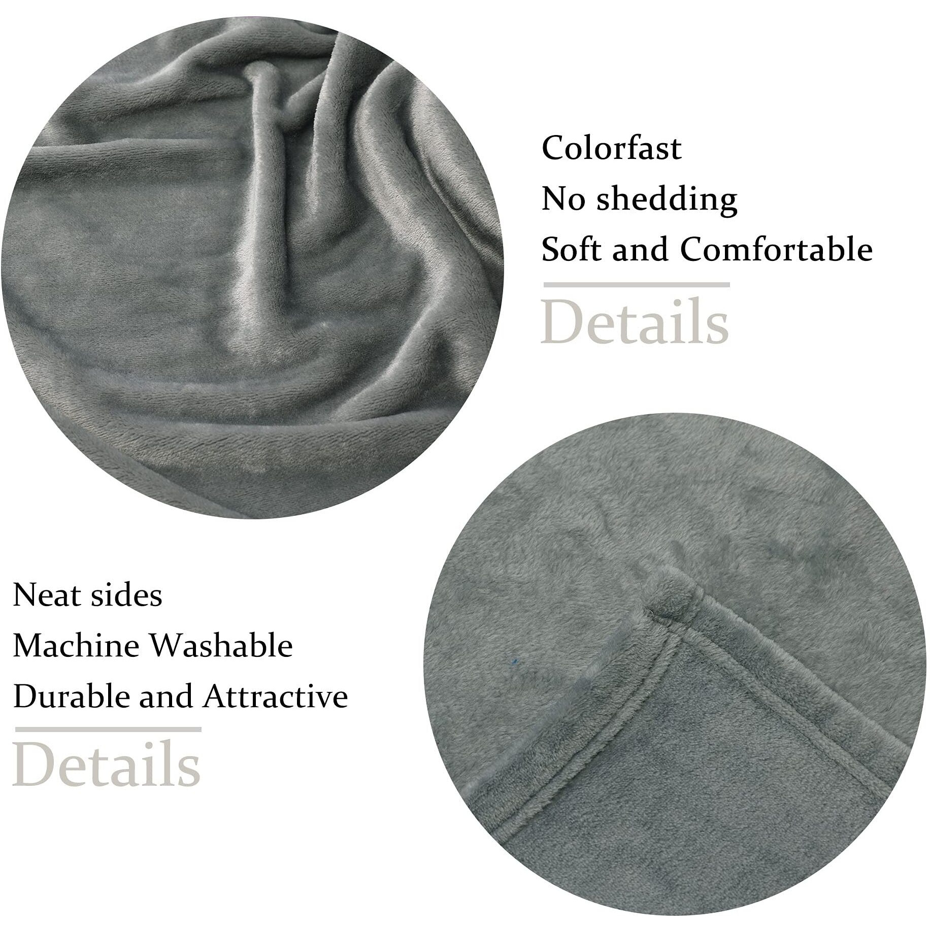 Nanpiper Fleece Blankets, Super Soft Flannel Queen Size Blanket For Bed, Luxury Cozy Microfiber Plush Fuzzy Blanket,Grey