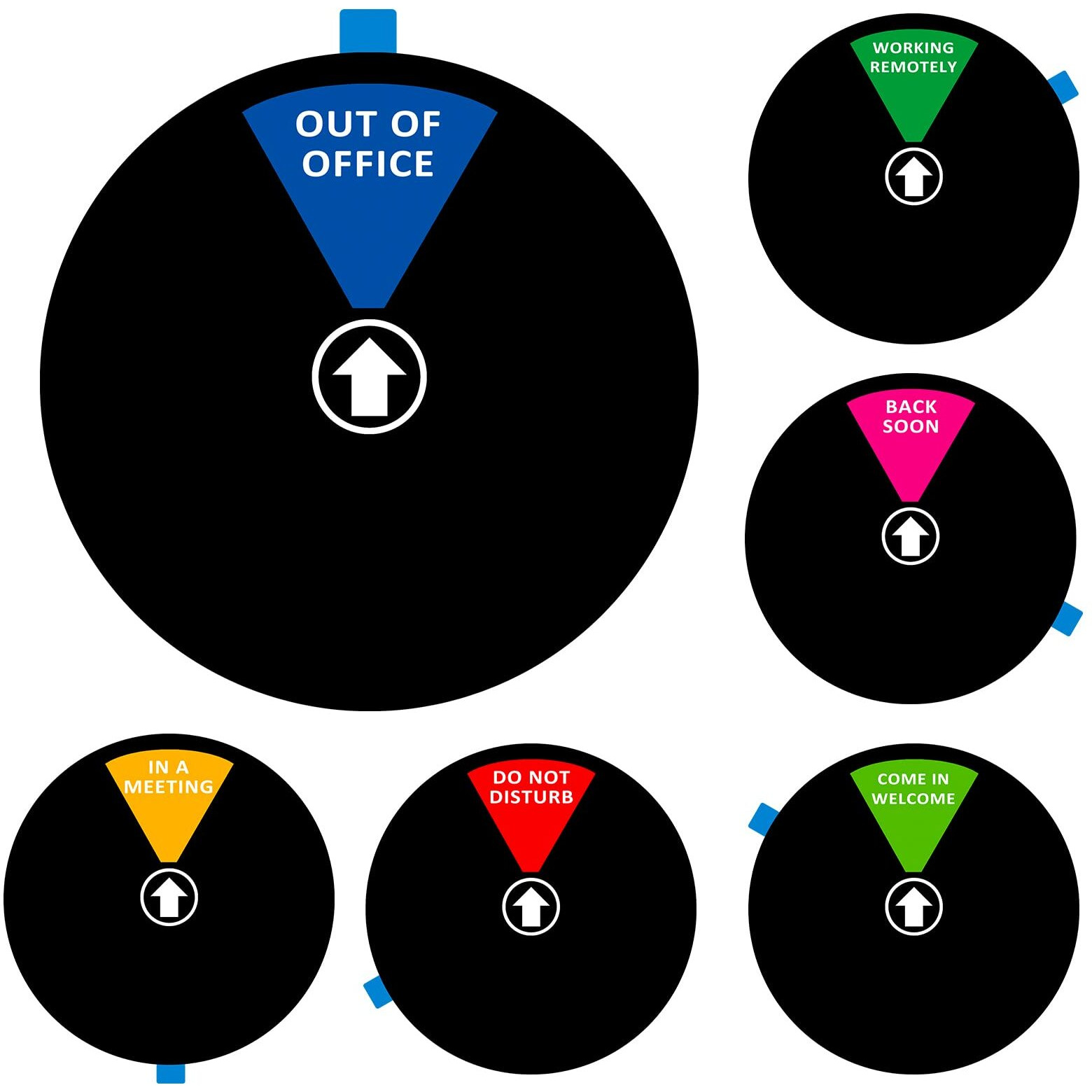 Privacy Door Sign, Do Not Disturb/Come In Welcome/Out Of Office/In A Meeting/Back Soon/Working Remotely Sign, That Lets Others Know Whether You'Re Available Or Not For Office (6Inch,Black)