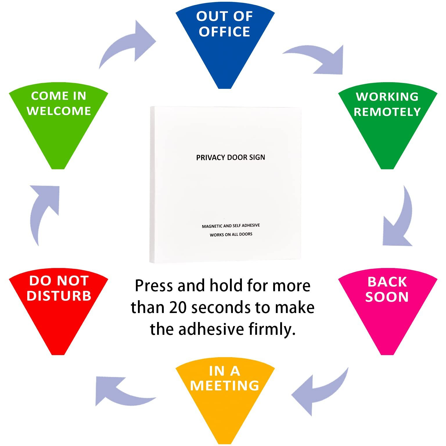 Privacy Door Sign, Do Not Disturb/Come In Welcome/Out Of Office/In A Meeting/Back Soon/Working Remotely Sign, That Lets Others Know Whether You'Re Available Or Not For Office (6Inch,Black)