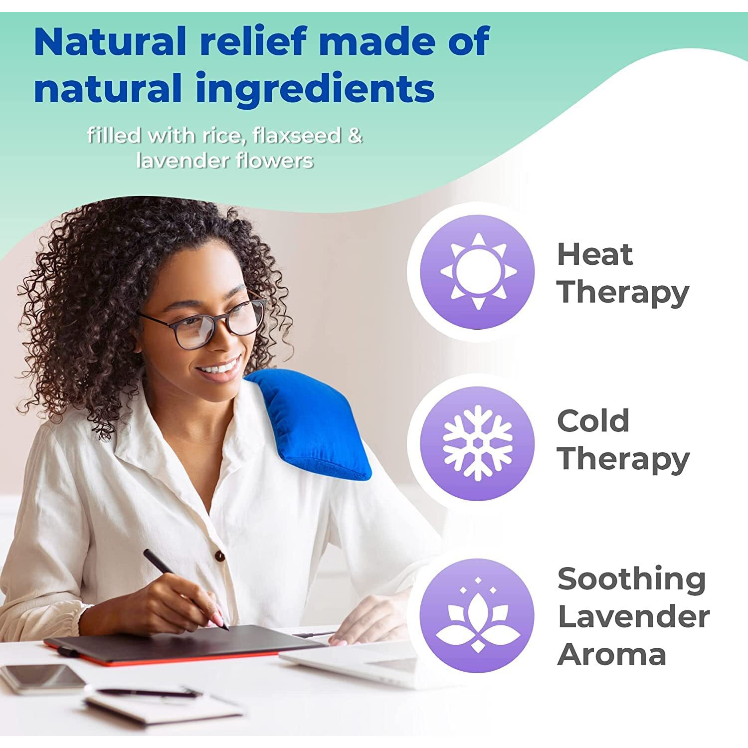 My Heating Pad Microwave Heating Pad - Moist Microwavable Heating Pads For Joints And Muscles Relief - Microwave Hot Pack Heat Pad For Cramps - Chilled Or Heated Pad Therapy - Blue - Lavender Scent