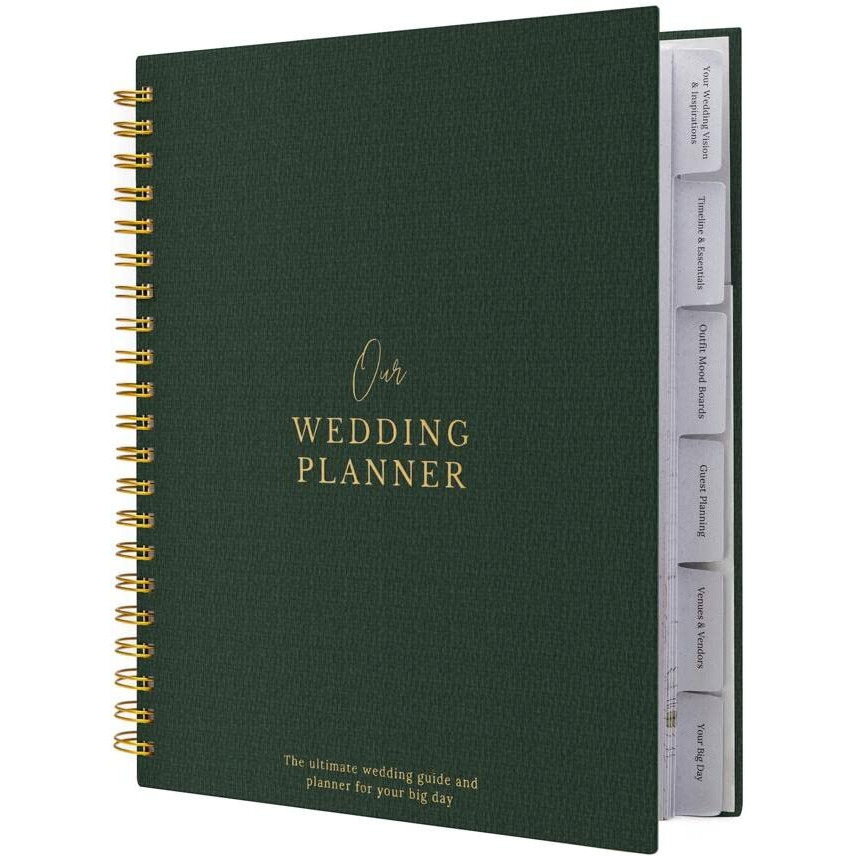 Comprehensive Wedding Planner Book And Organizer For The Bride - Linen Wedding Planning Book, Engagement Gifts For Women, Bride To Be Gifts, Wedding Notebook, Wedding Planner For Bride (Linen Forest)