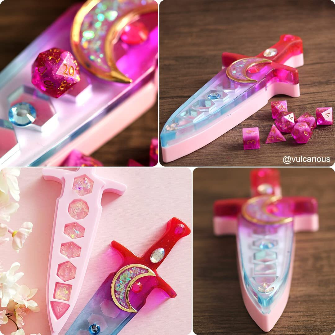 Let's Resin Resin Dice Box Mold For Mini Size Dnd Dices, Silicone Box Molds For Polyhedral Dices Set, Resin Casting Molds For Dice Case Making, Diy Gift For Dice Lovers