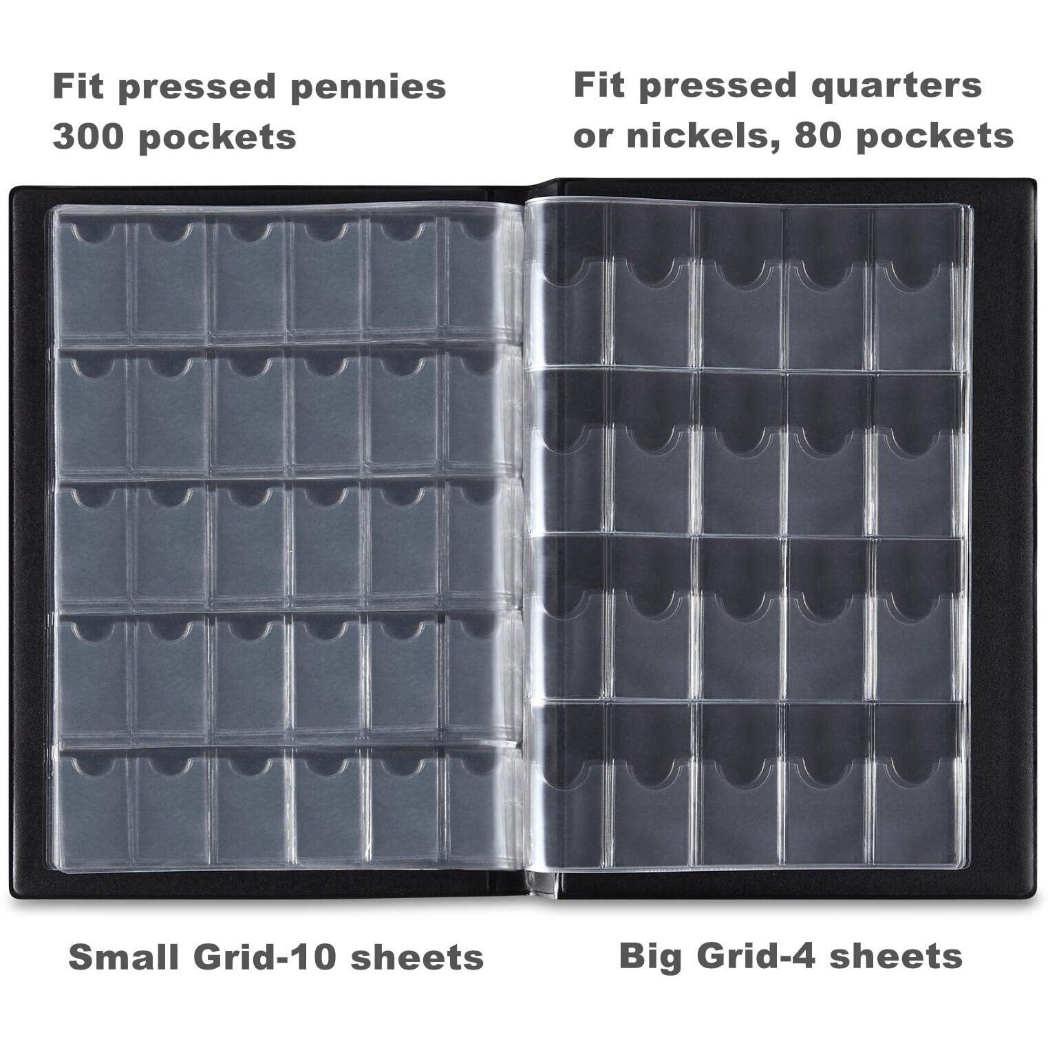 Mudor Pressed Penny Collecting Book, Souvenir Penny Book Holds 380 Coins, Pressed Penny Holder Fits Elongated Stretched Pennies,Quarters Or Nickels
