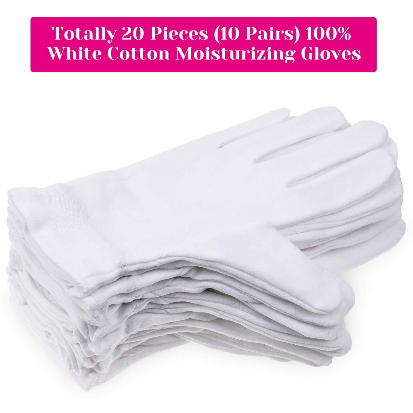 100 Percent Cotton Gloves For Dry Hands Eczema, Selizo 10 Pairs White Cotton Gloves For Women Dry Hands Moisturizing Cosmetic Sensitive Irritated Skin Spa