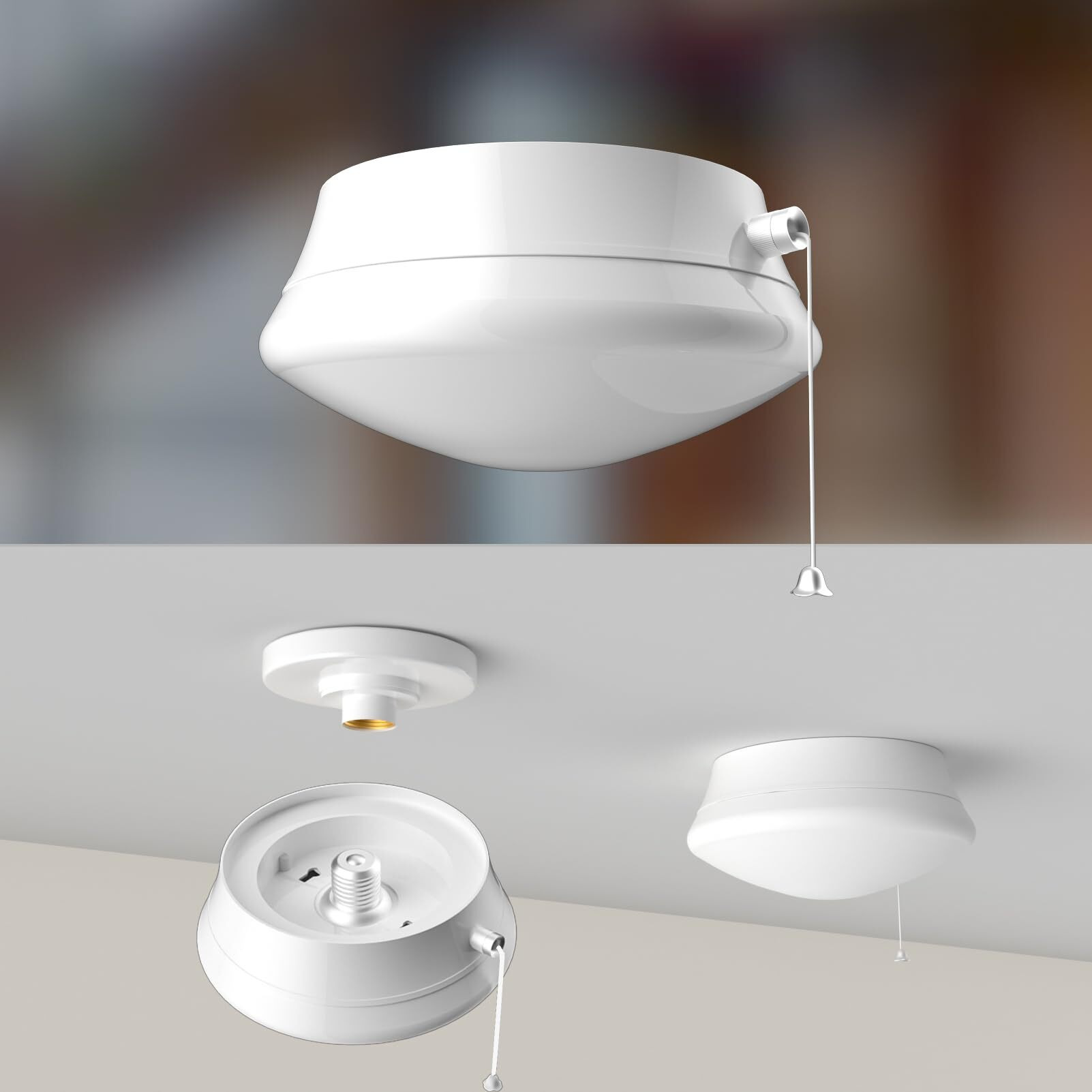 Lightdot 2 Pack 7 Modern Led Ceiling Light With Pull Chain 12W 4000K, 1300Lm, 125W E26 Bulb Replacement, Energy Saving Flush Mount Lighting For Closets/Bedroom/Corridor