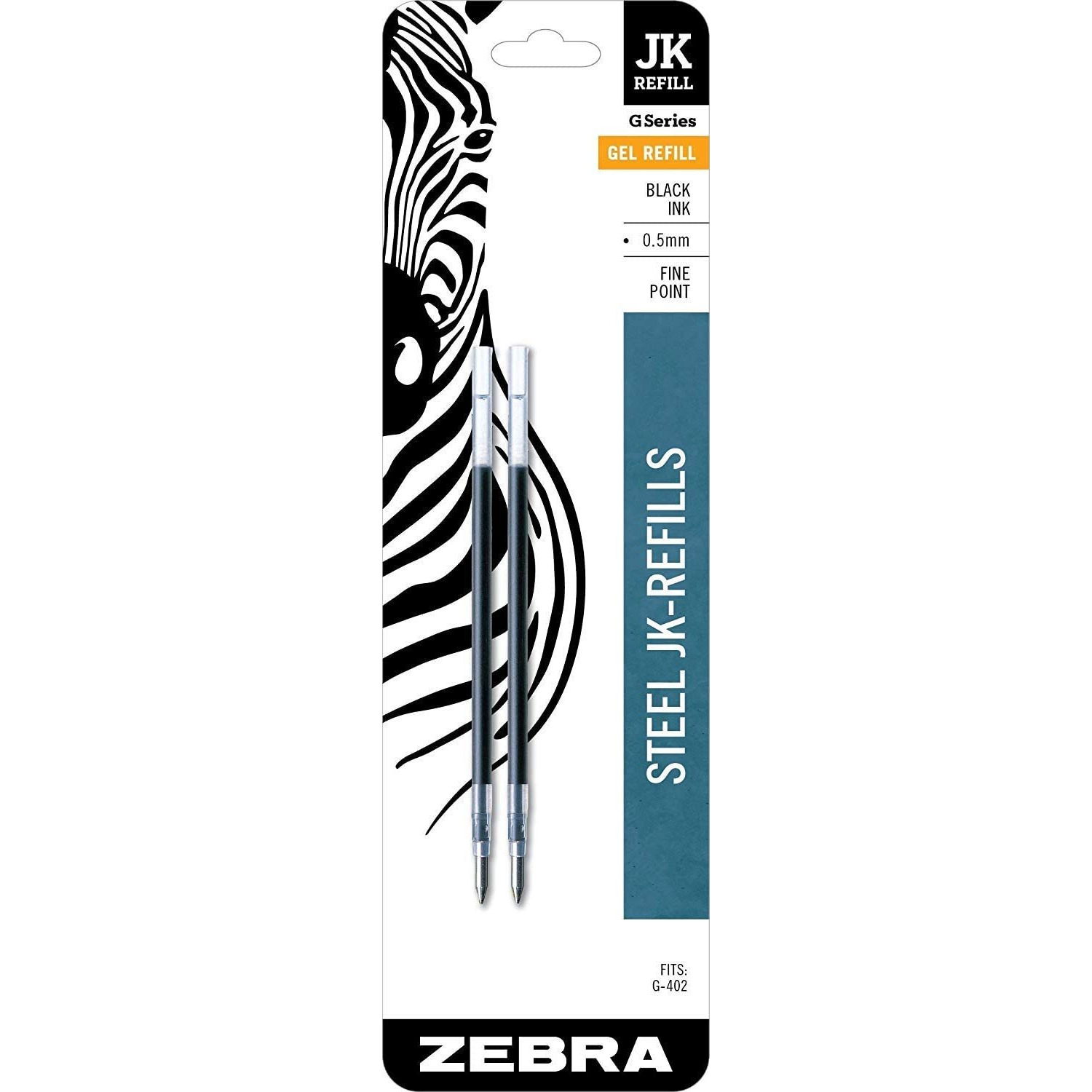 Zebra G-402 Stainless Steel Pen Jk-Refill, Fine Point, 0.5Mm, Black Ink, 8-Count