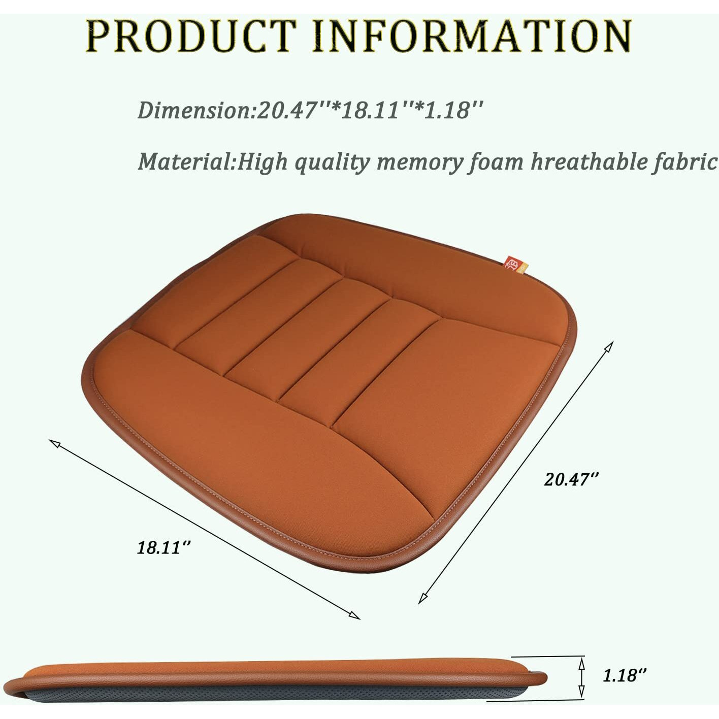 Raorandang Car Seat Cushion Pad For Car Driver Seat Office Chair Home Use Memory Foam Seat Cushion, Coffee