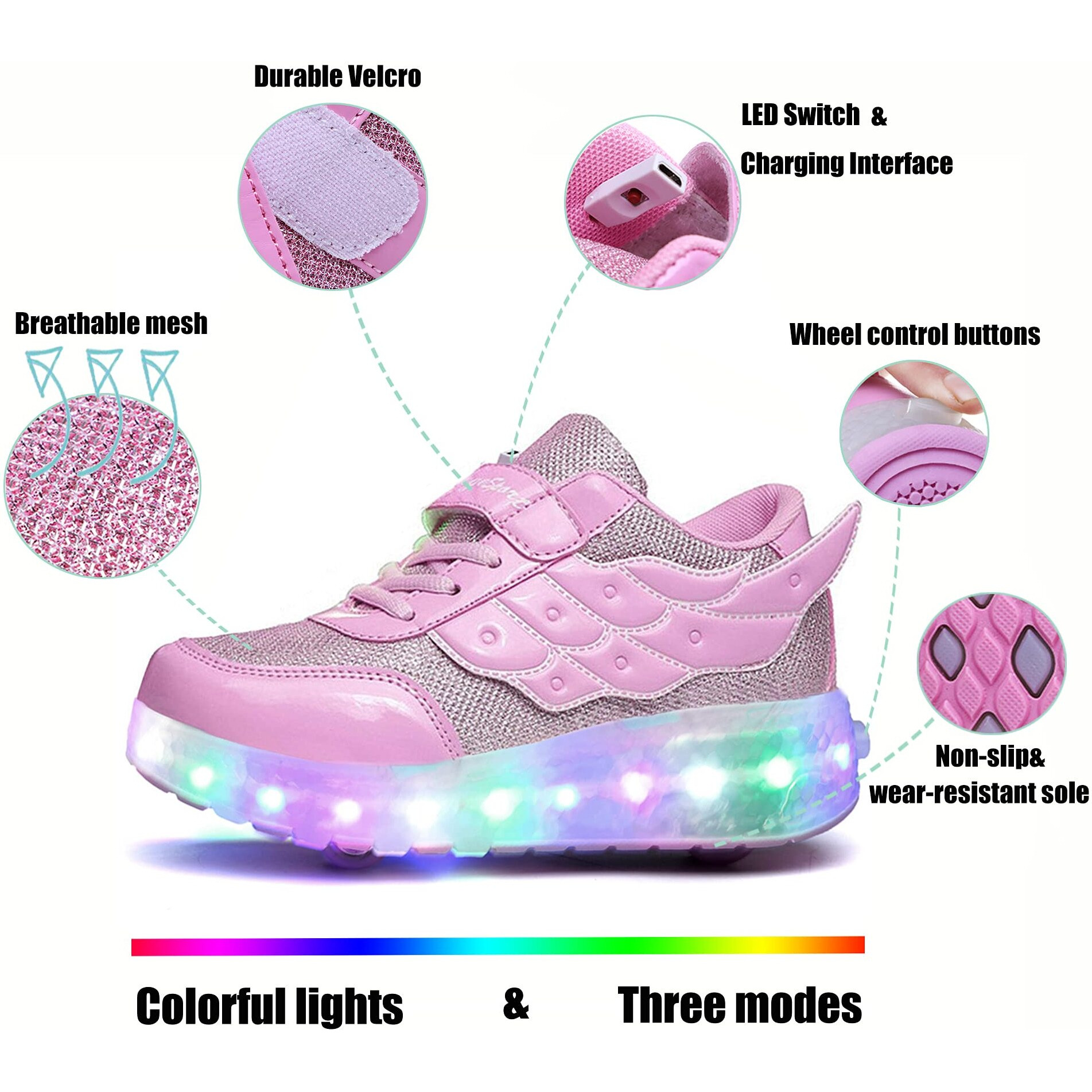Nsasy Kids Roller Shoes Boy Girl Sneakers With Wheels Become Sport Sneaker With Led For Christmas Birthday Children Gift