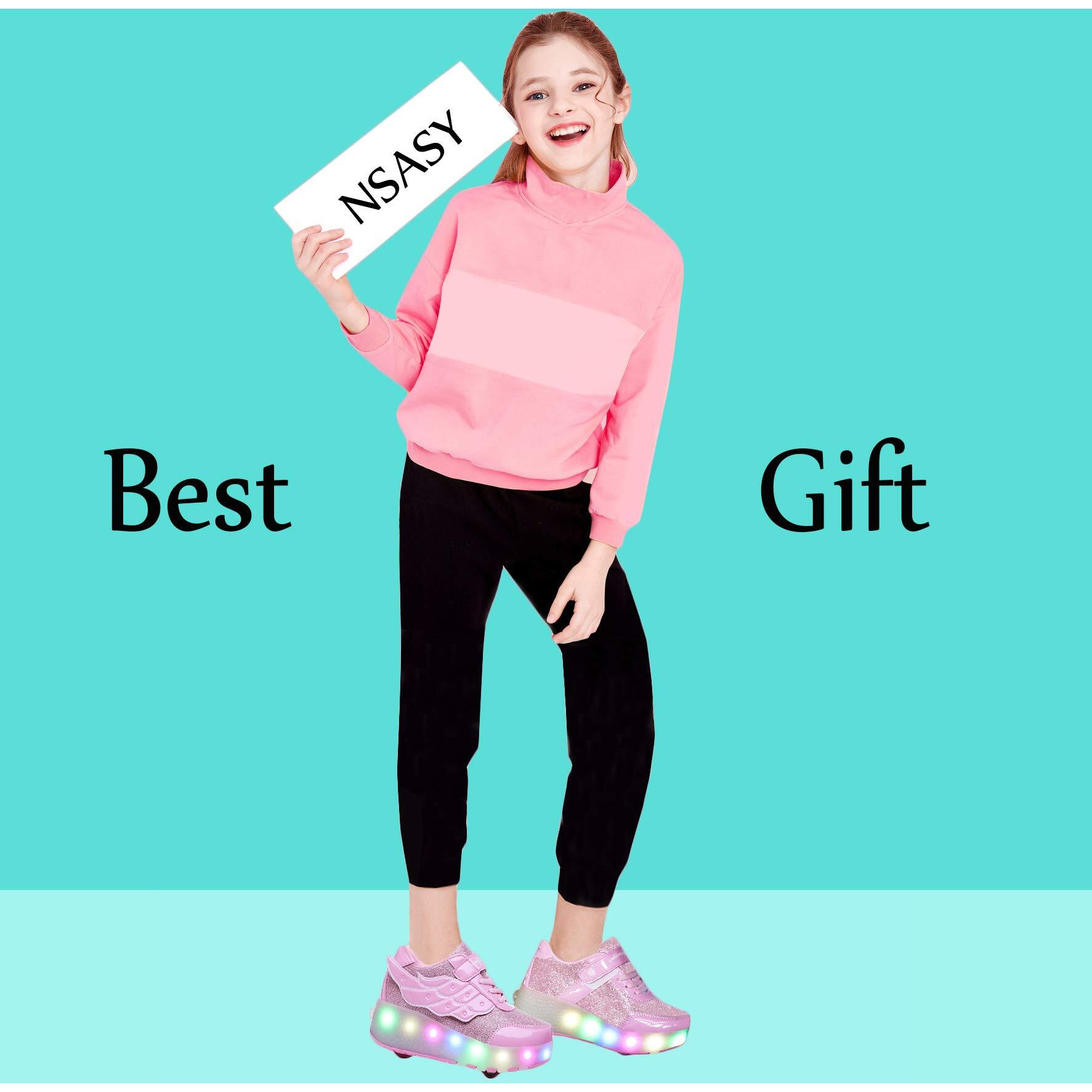 Nsasy Kids Roller Shoes Boy Girl Sneakers With Wheels Become Sport Sneaker With Led For Christmas Birthday Children Gift