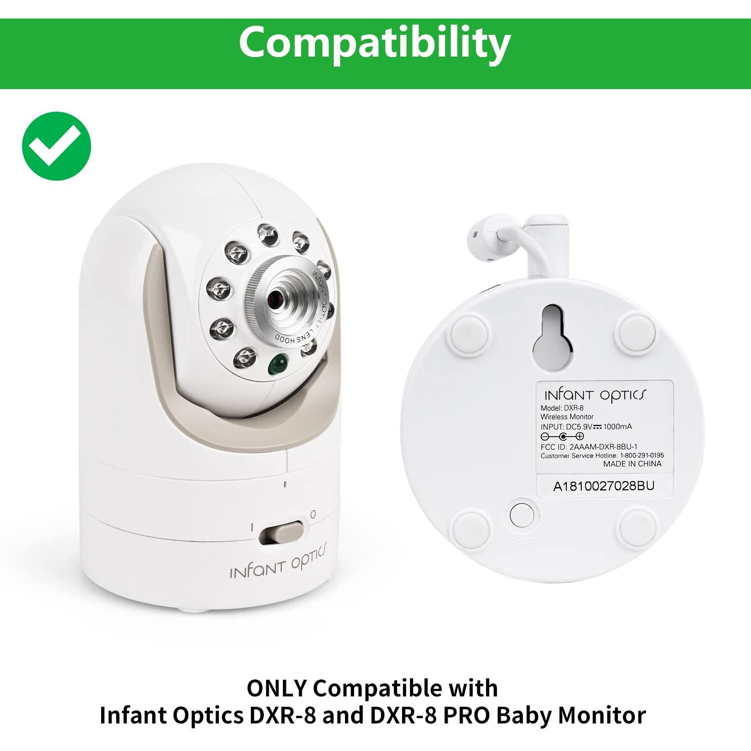 Wochel Adjustable Baby Monitor Wall Mount For Infant Optics Dxr-8 And Dxr-8 Pro Baby Monitor, Perfect View Angle And Easy Installation Without Drilling