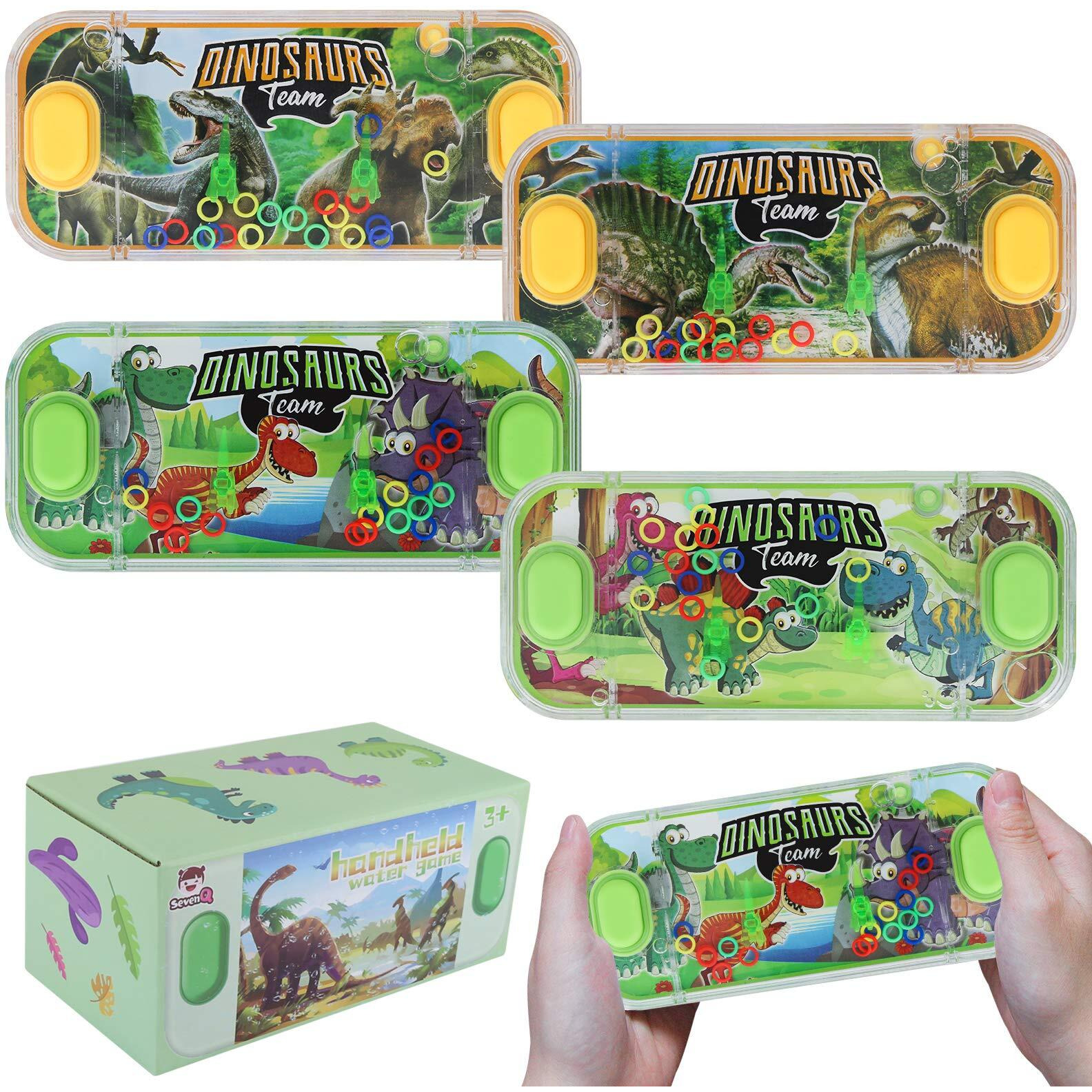 Sevenq Handheld Water Games, 4 Packs Dinosaur Theme Water Toss Ring Game Aqua Toy Water Ring Game For Kids