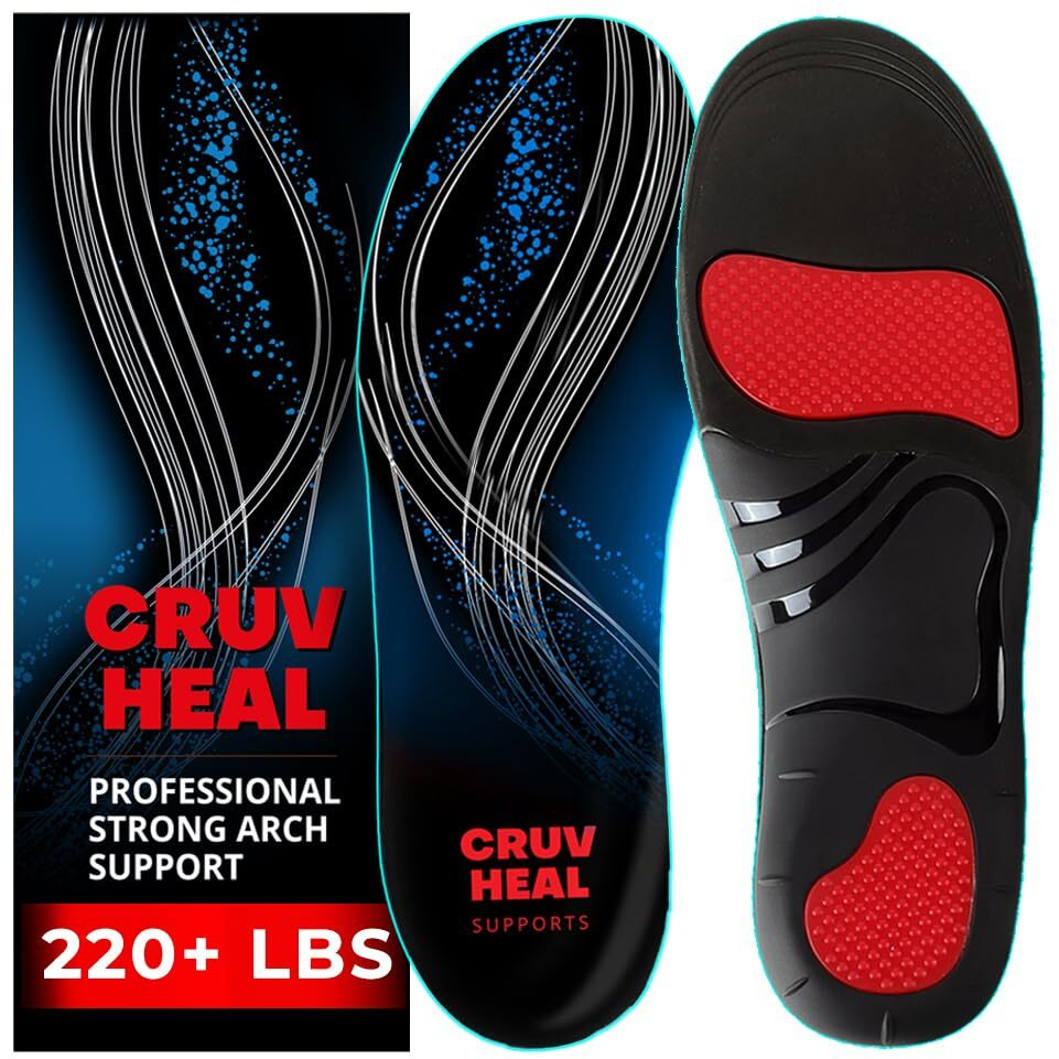 220+ Lbs Plantar Fasciitis High Arch Support Insoles Men Women - Orthotic Shoe Inserts - Boot Work Shoe Insole (Xs, Blue)