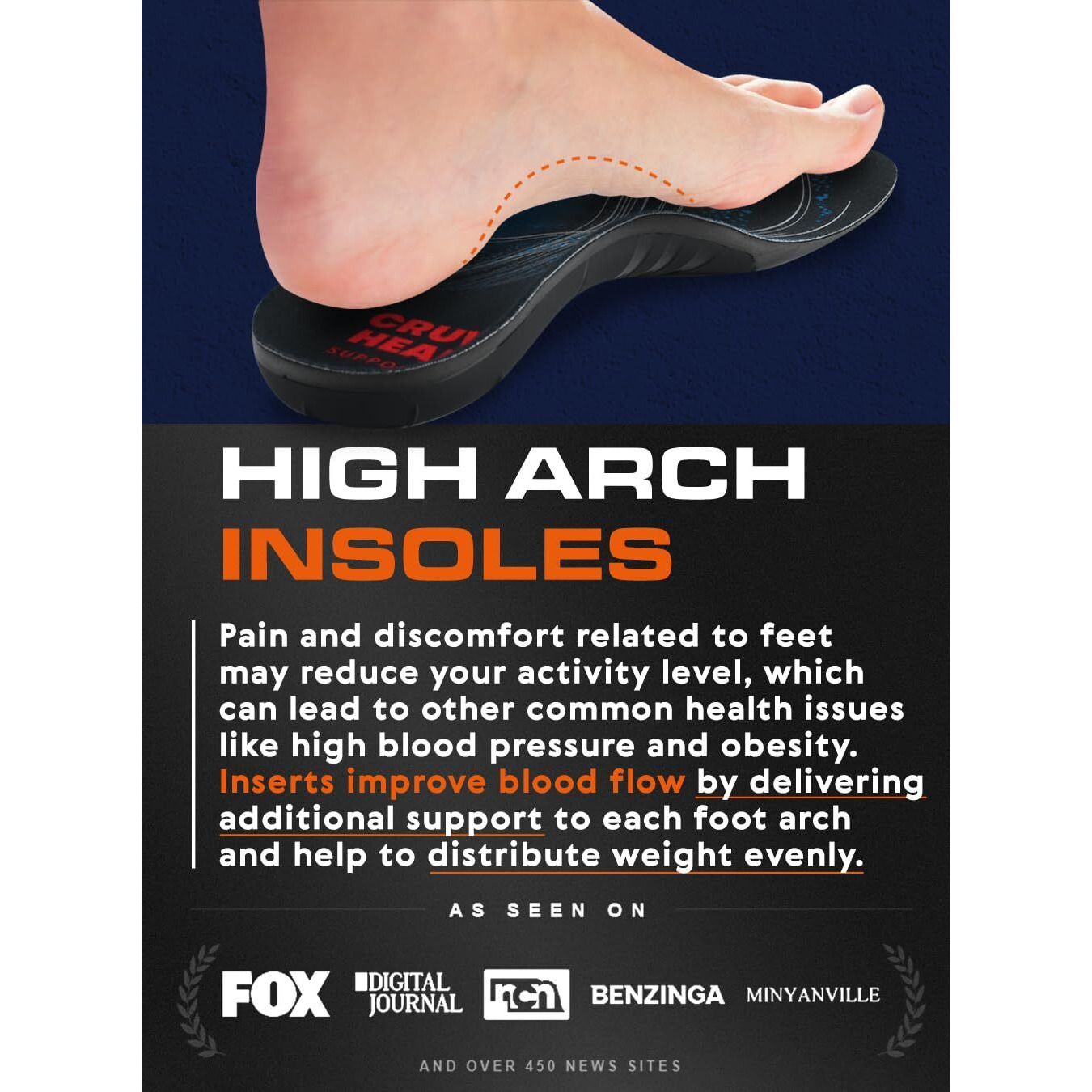 220+ Lbs Plantar Fasciitis High Arch Support Insoles Men Women - Orthotic Shoe Inserts - Boot Work Shoe Insole (Xs, Blue)