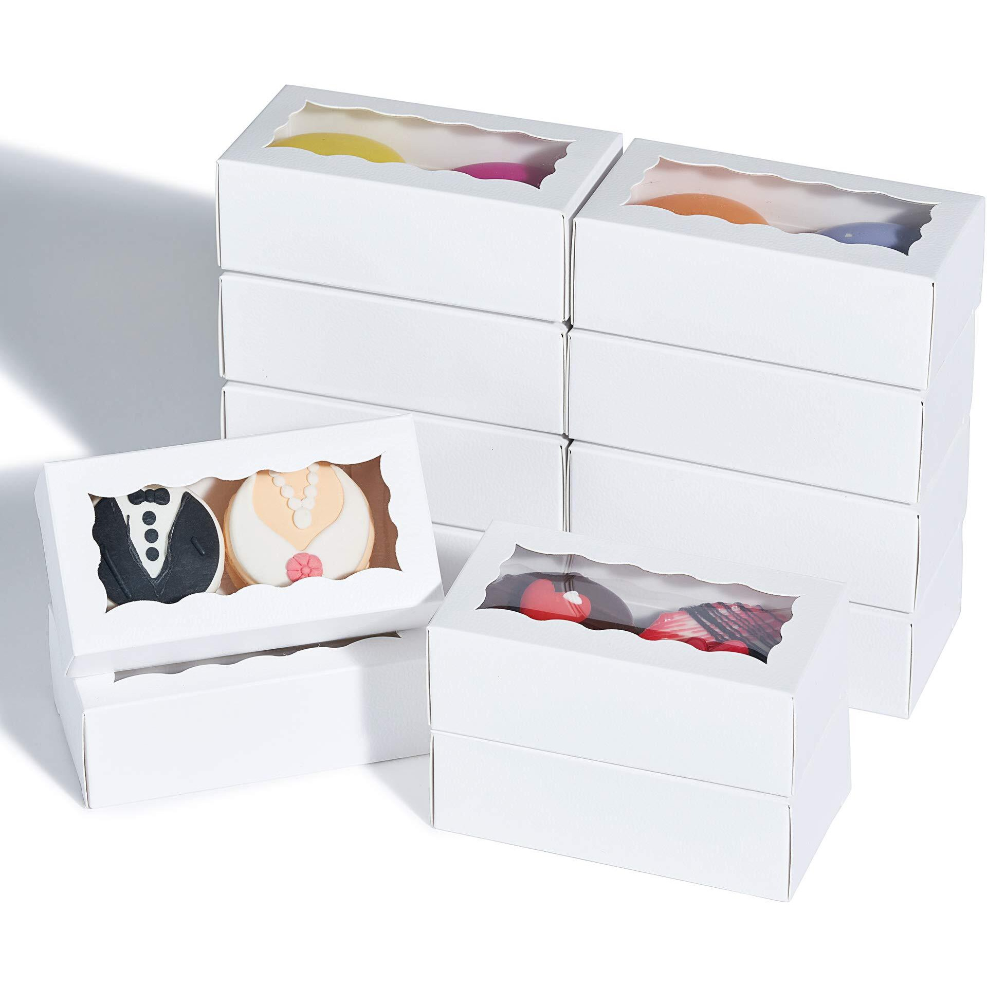 Jcxpack 50Pcs 4.17 X 2.16 X 1.37 Inches White Macaron Gift Boxes For 2, Chocolate Covered Ores Boxes, Macaron Packaging For Wedding, Party, Thank You Favors