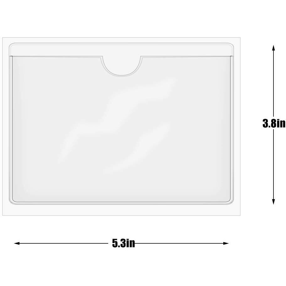 Skppc 40 Pack Self-Adhesive Index Card Holder, Clear Plastic Library Card Pockets Label Holder With Top Open, Ideal Card Holder And 50 Sheets Colorful Index Cards, 3.8 X 5.3 Inch