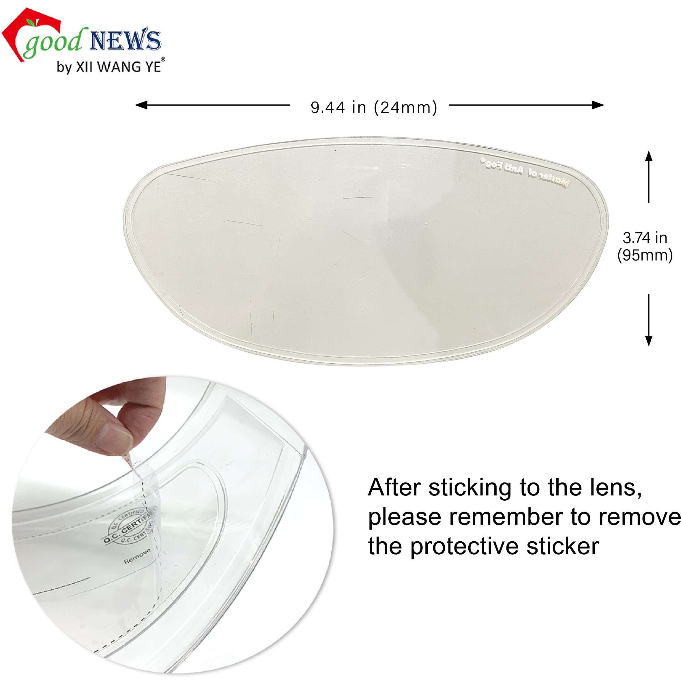 Xii Wy Universal Motorcycle 3/4 Open Face Helmet Shield Anti Fog Film,Clear Visor Lens Insert Fog Resistant Waterproof Sticker